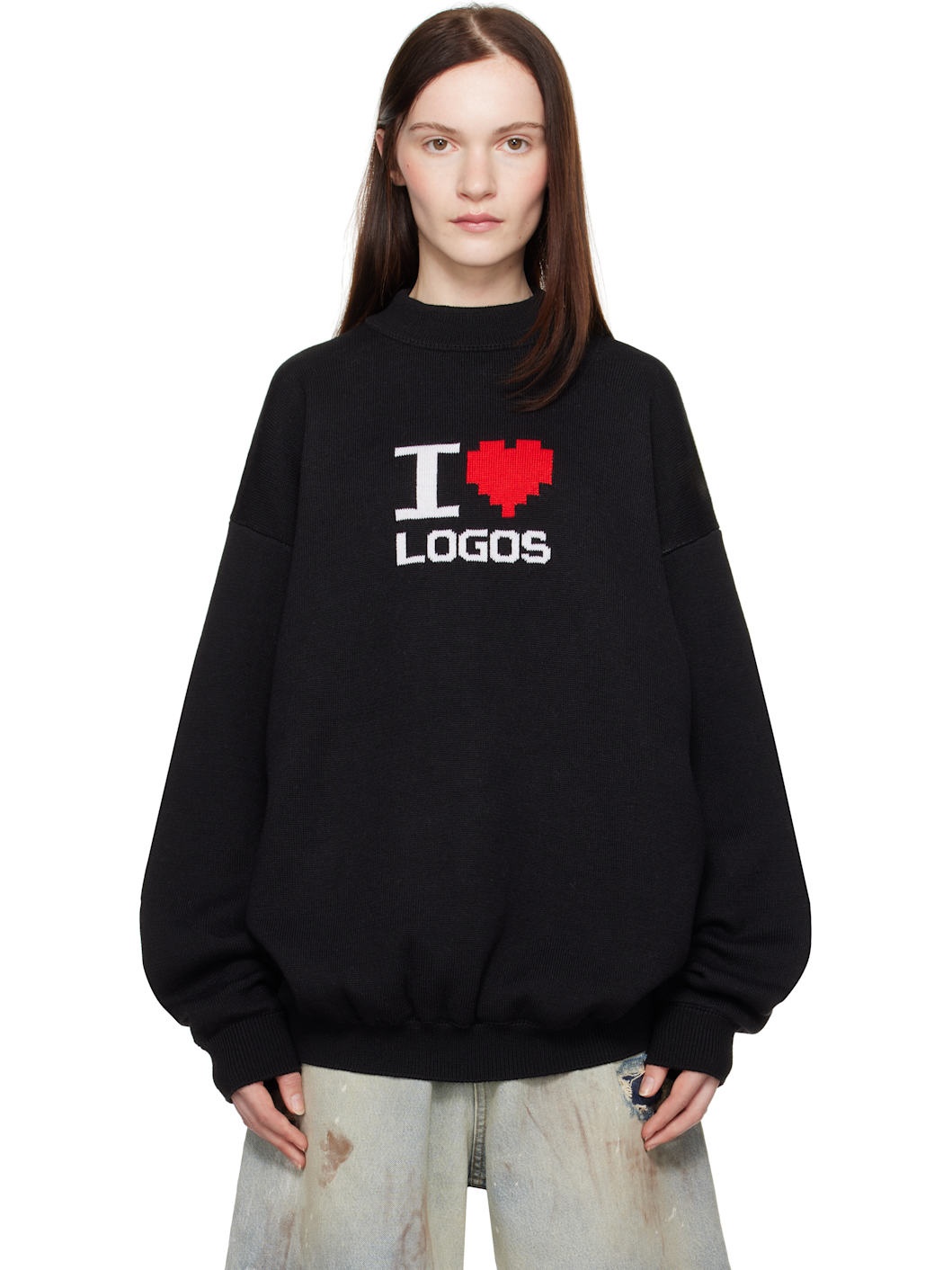 Black 'I Love Logos' Sweater - 1