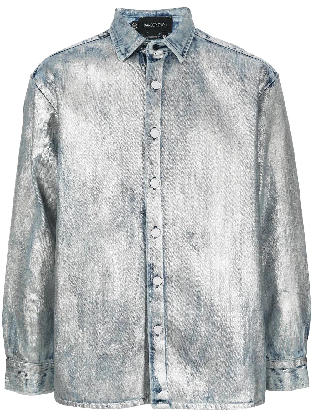 high-shine denim shirt - 1