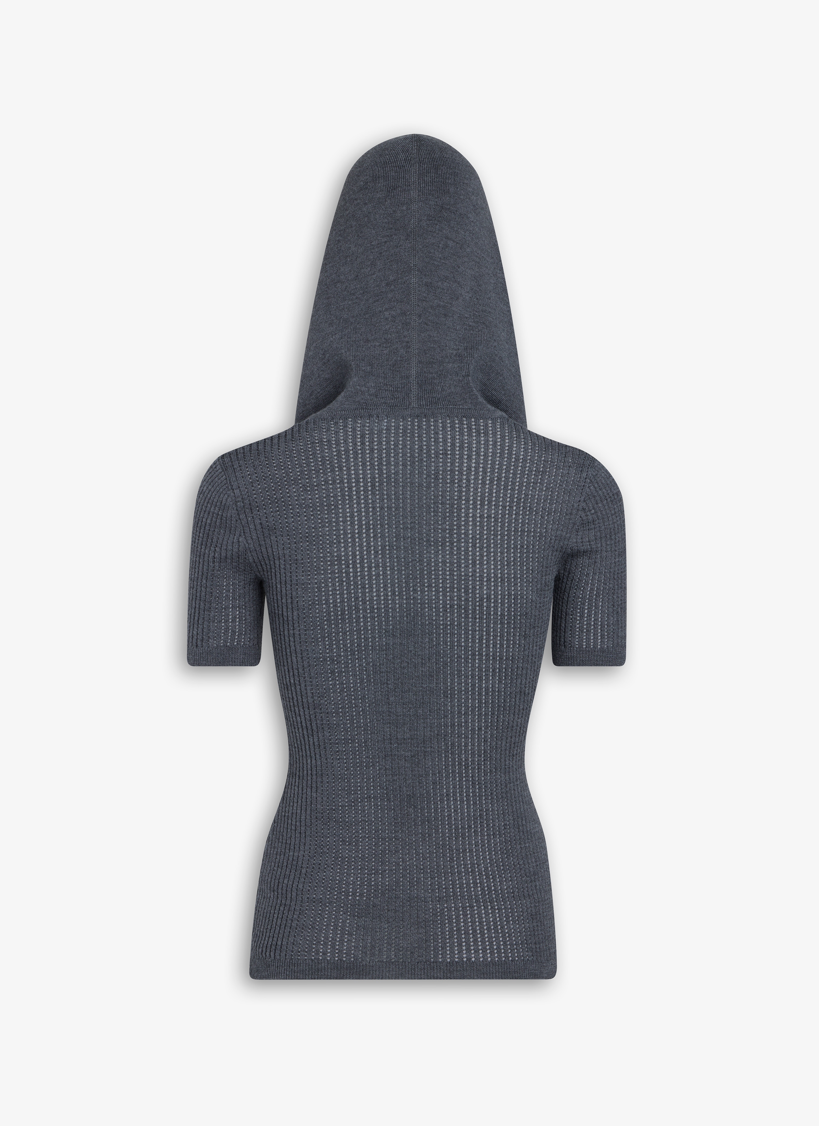 HOODED TOP IN PIQUE KNIT - 2