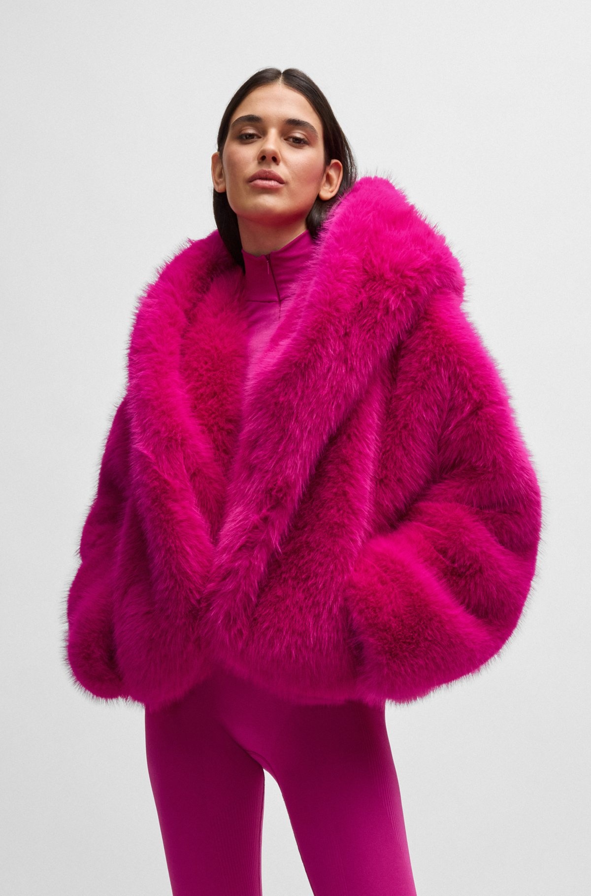 NAOMI X BOSS SHORT COAT IN FAUX FUR - 2