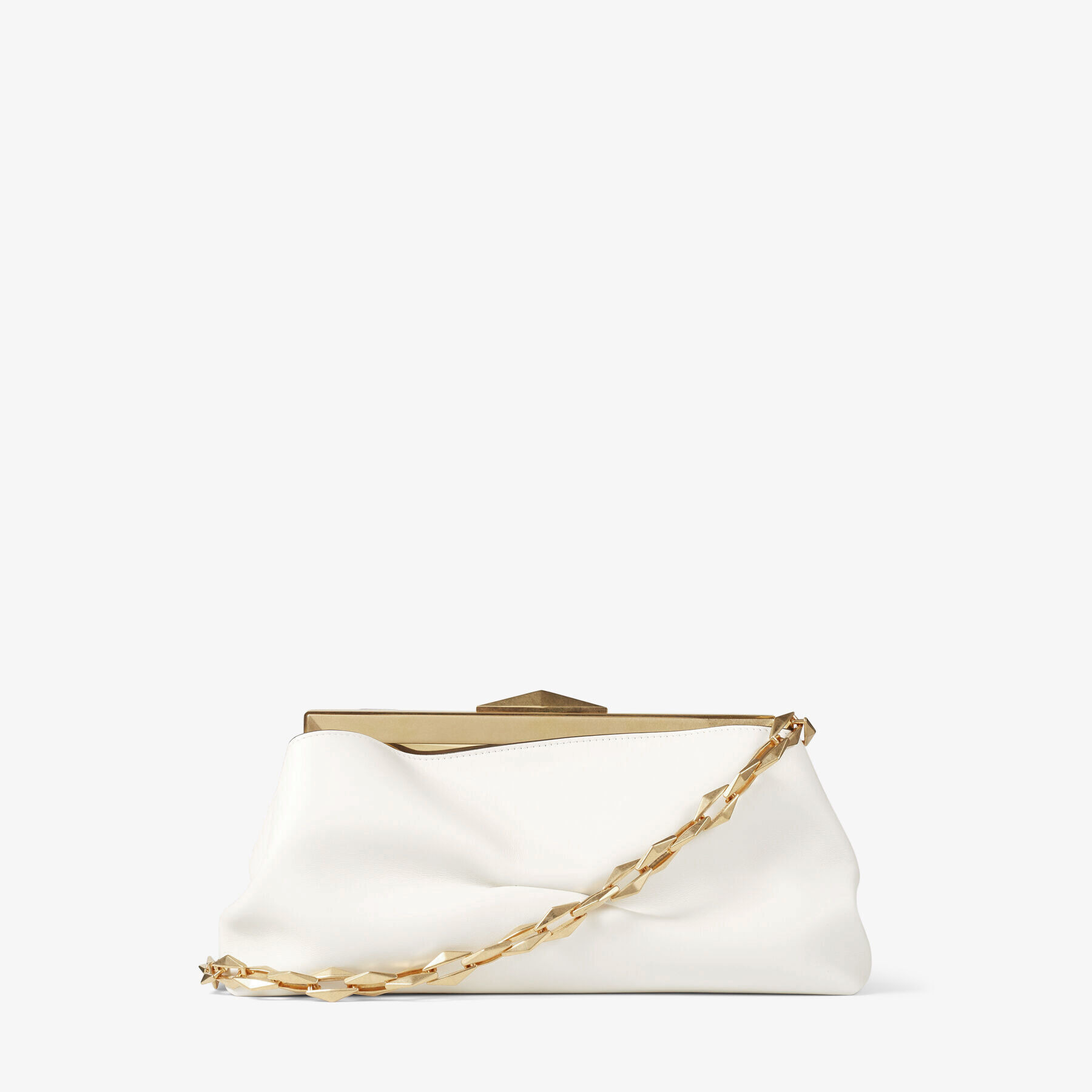 Diamond Frame Clutch
Latte Soft Calf Leather Clutch Bag with Chain Strap - 5