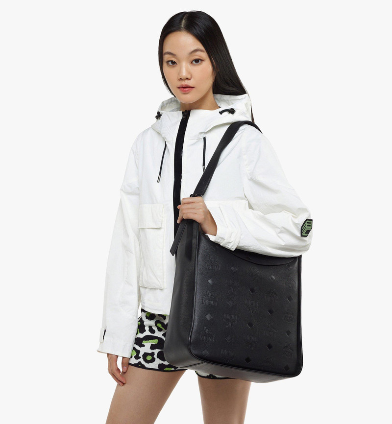 Aren Flap Hobo Bag in Embossed Monogram Leather 6