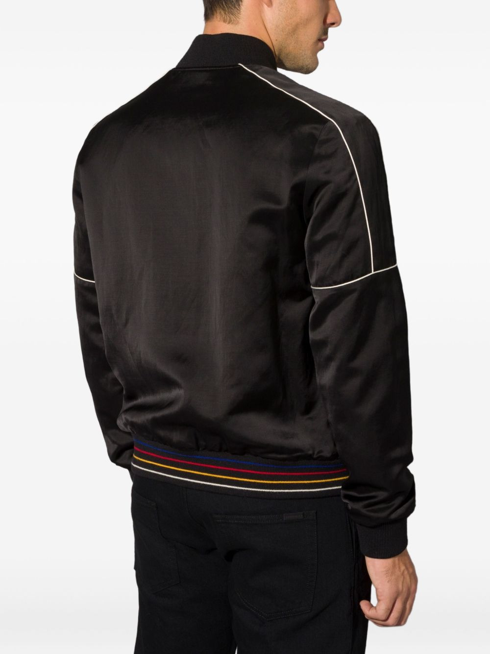 embroidered logo zipped bomber jacket - 3
