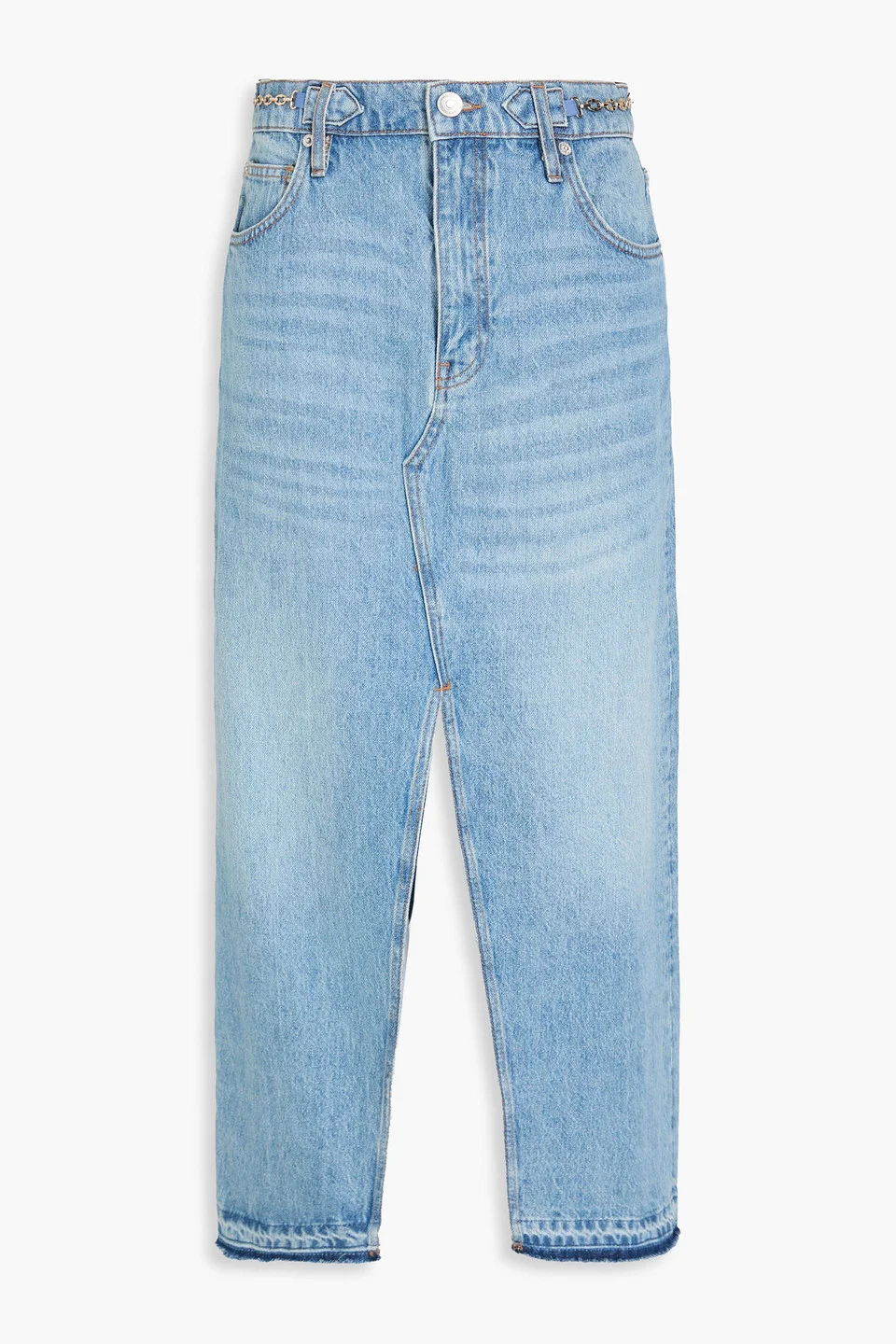 Chain-embellished denim maxi skirt - 1