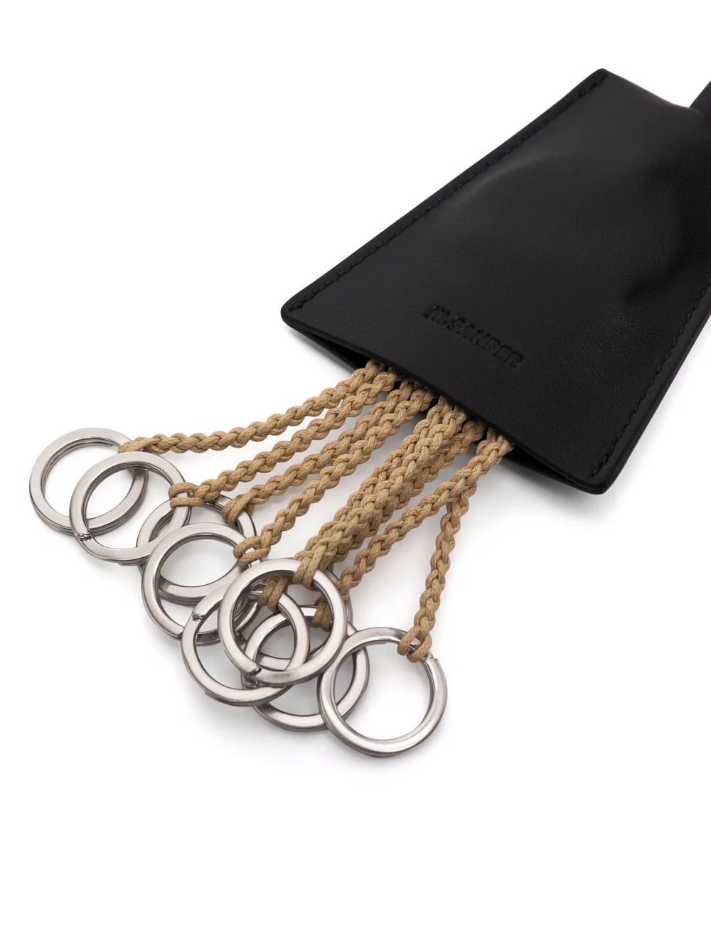 rope-detailed leather keyring - 2