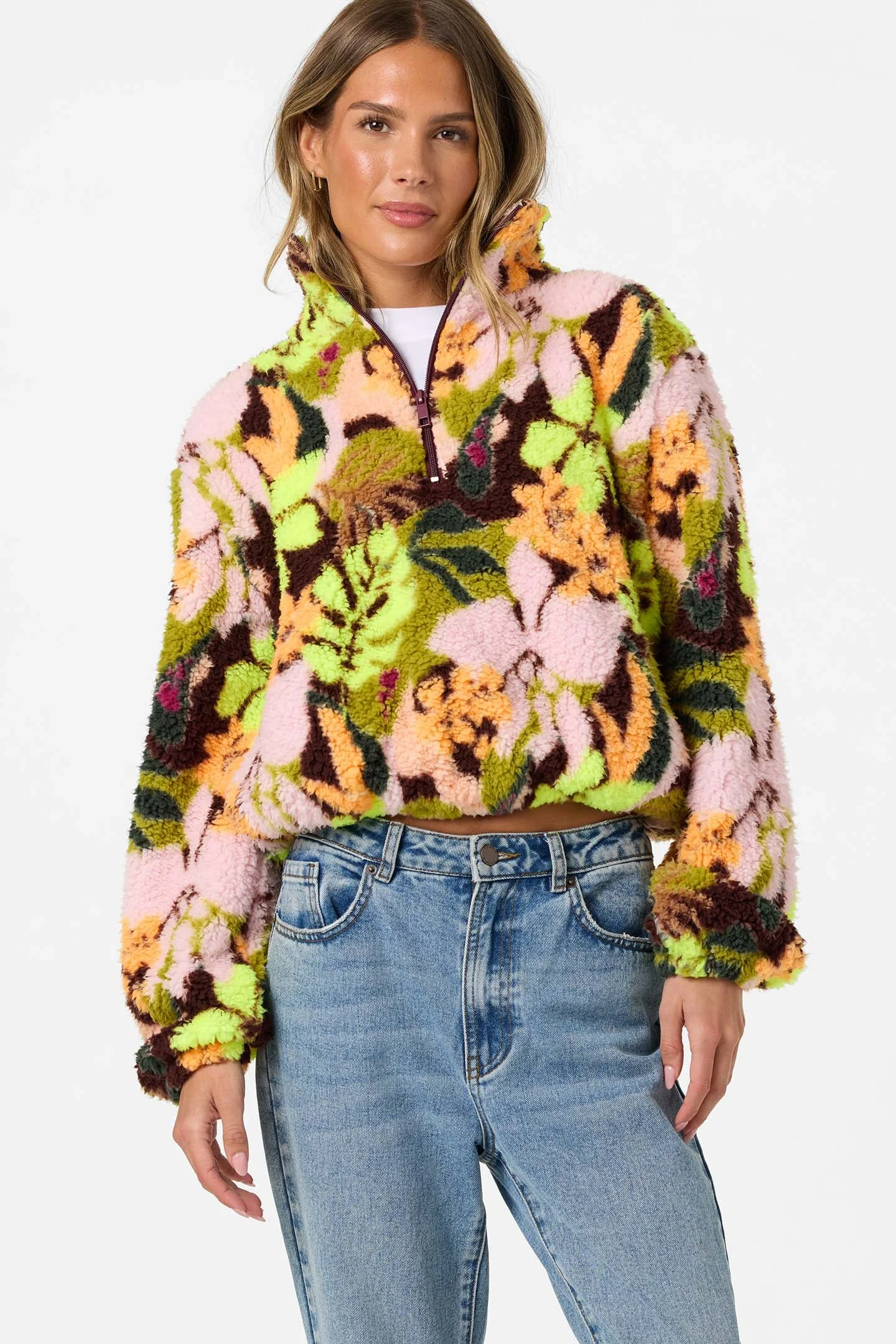 Kacey High Pile 1/2 Zip Jacket - 1