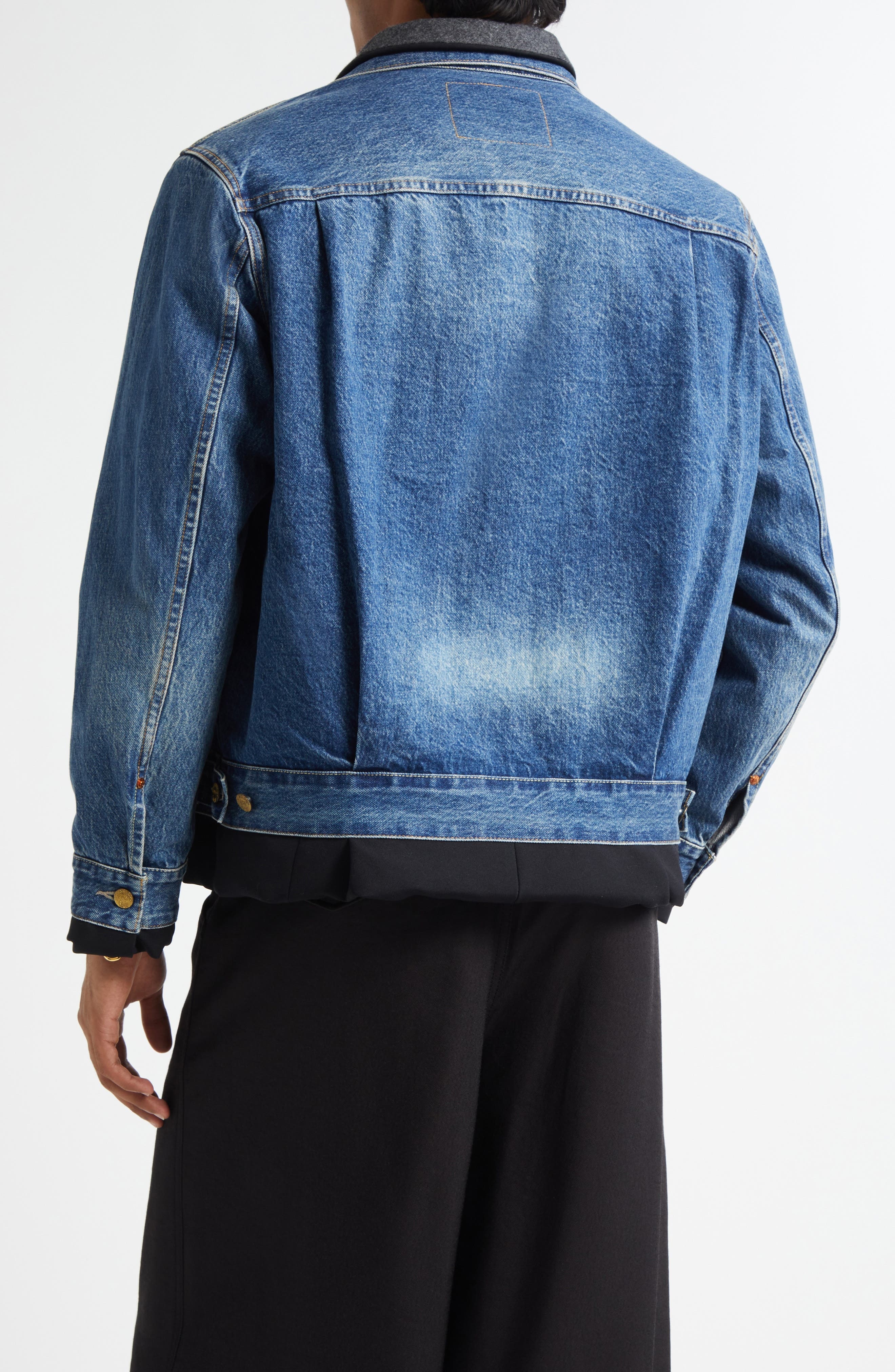 Sacai Gender Inclusive Levi's® Denim x Matelassé Twill Reversible Jacket in Black/Blue at Nordstrom - 4