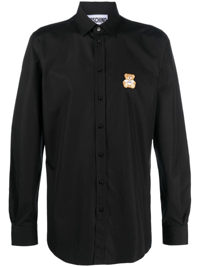 embroidered-teddy poplin shirt - 1