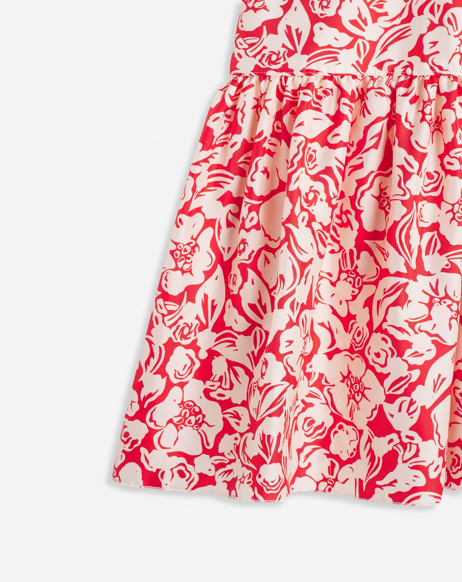 SLEEVELESS ROUND NECK DRESS WITH RUFFLES IN PRINTED SILK TWILL - 6
