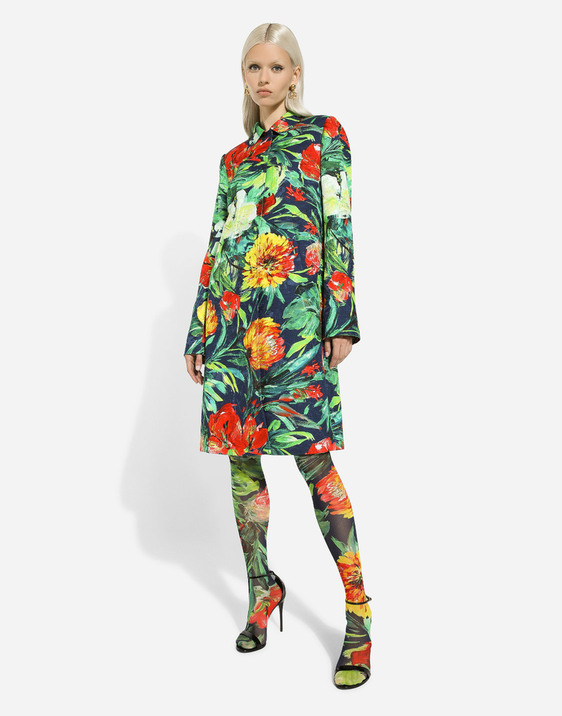 Bloom-print brocade coat 5