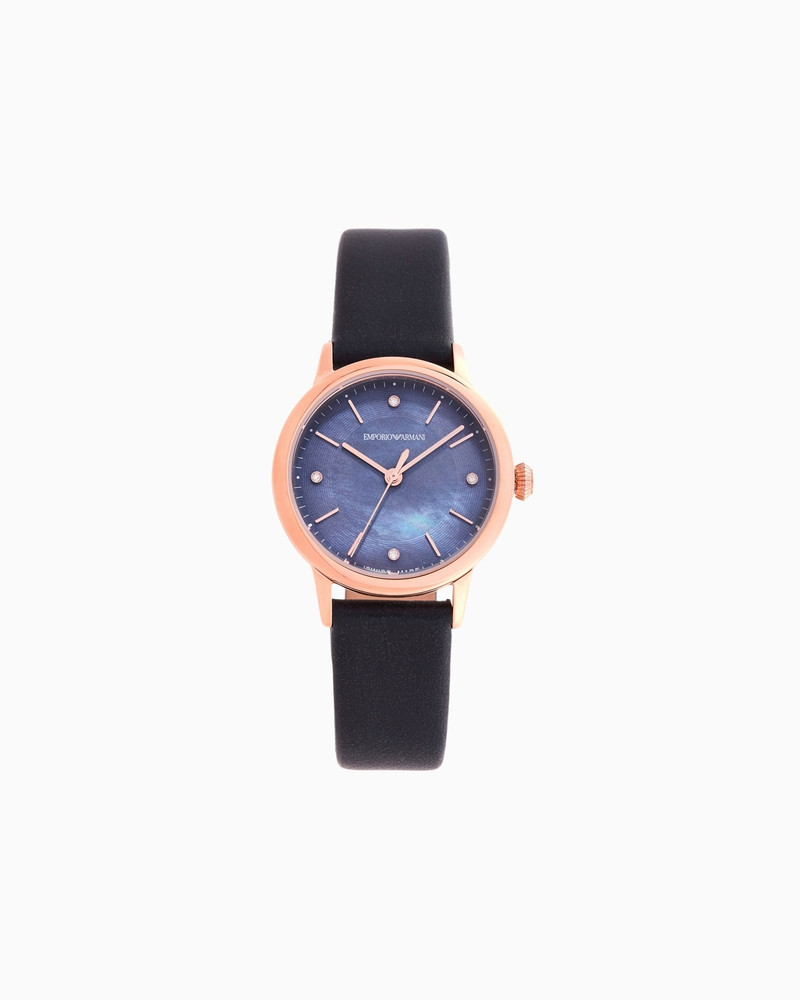 SWISS MADE AUTOMATIC BLUE LEATHER WATCH 1