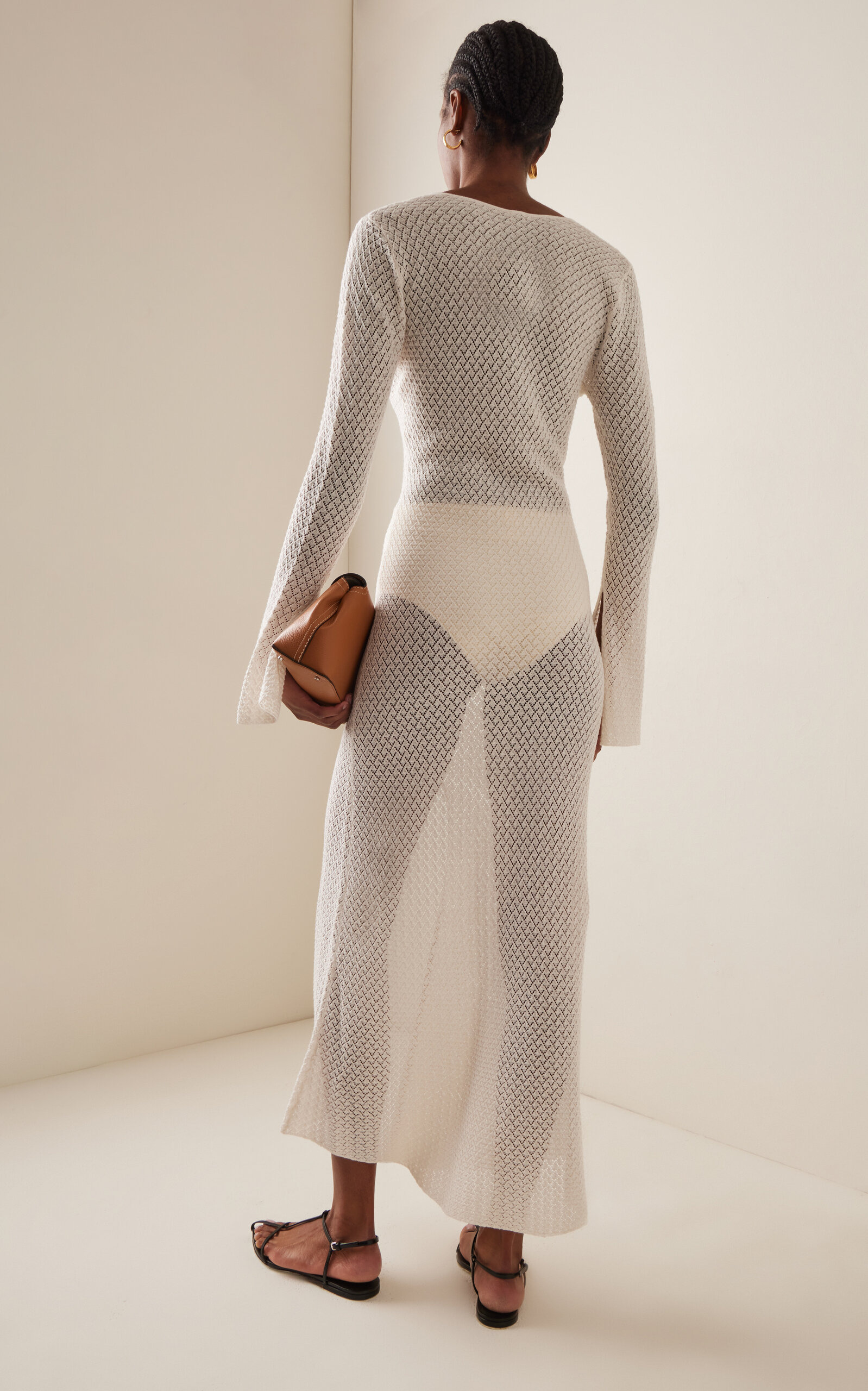 Tanzania Pointelle-Knit Organic Cotton Maxi Dress white - 4