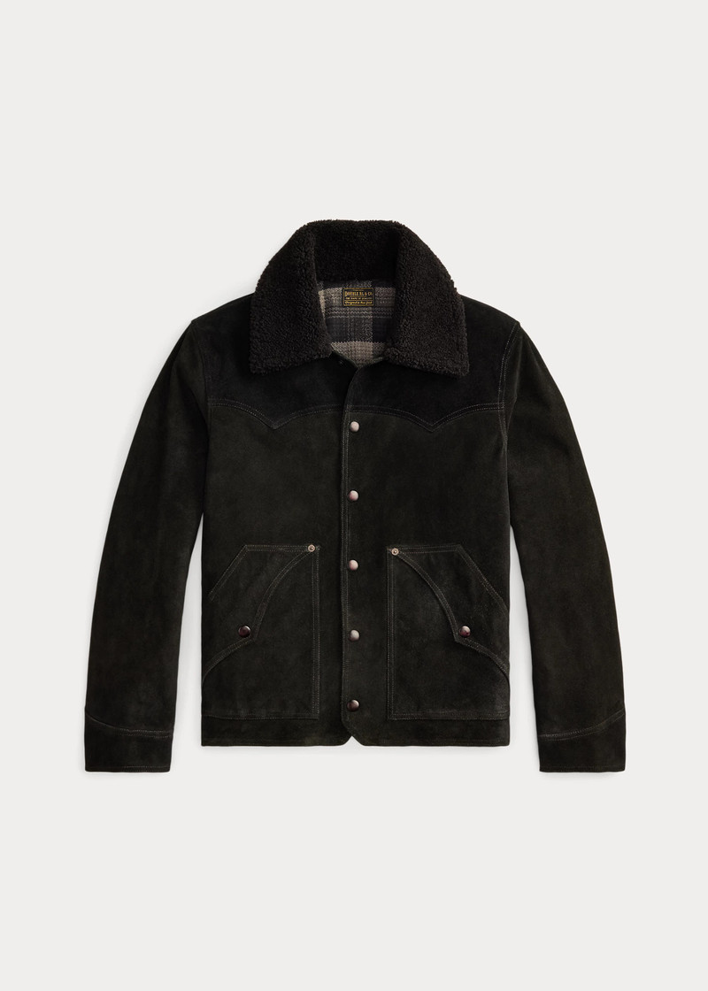 Shearling-Collar Suede Western Jacket 1