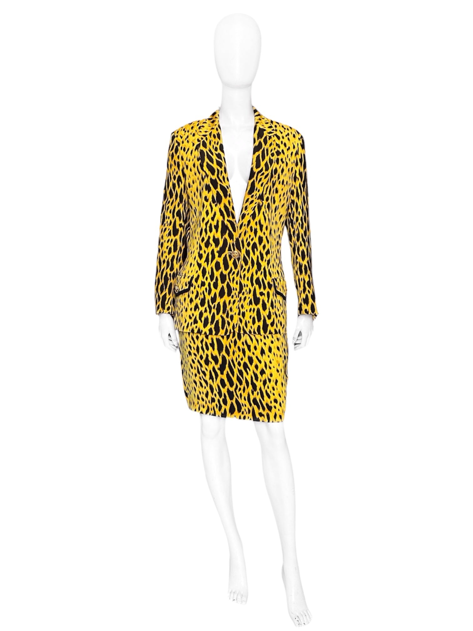 MONUMENTAL Gianni Versace Spring 1992 ANIMALIER Runway Leopard Print Silk Blazer Skirt Set 42 - 5