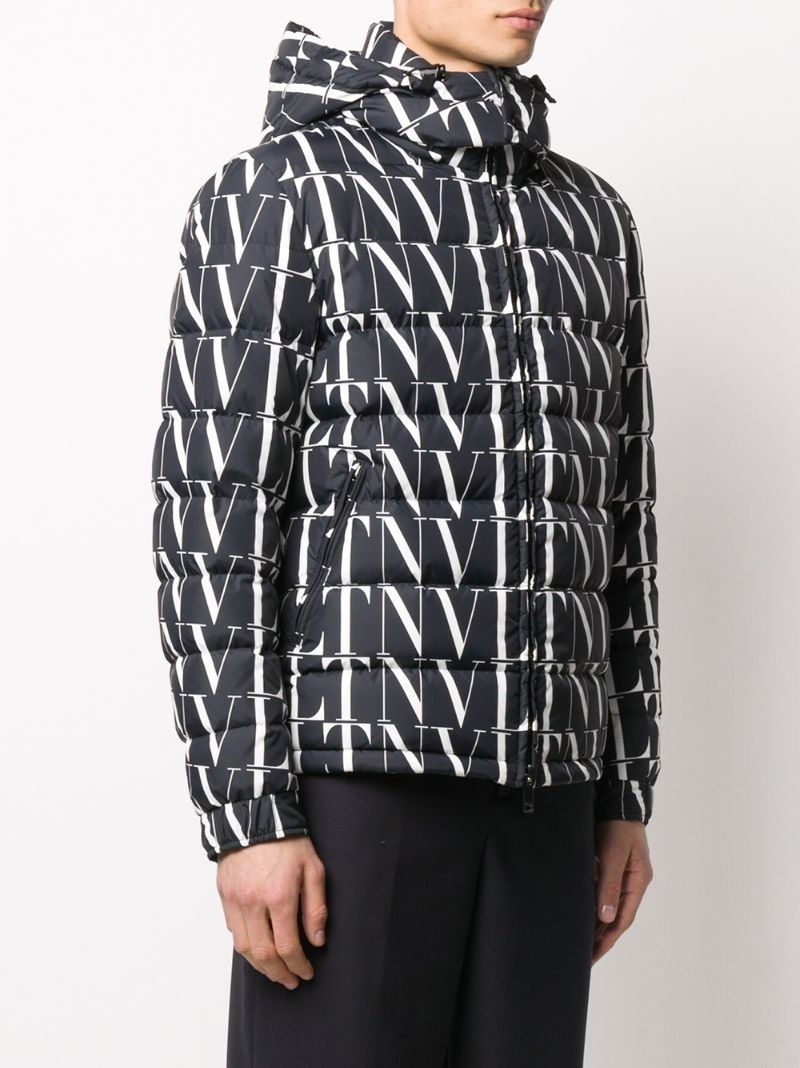 VLTN print hooded down jacket - 3