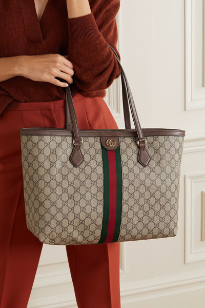 GUCCI Ophidia medium leather-trimmed printed coated-canvas tote outlook