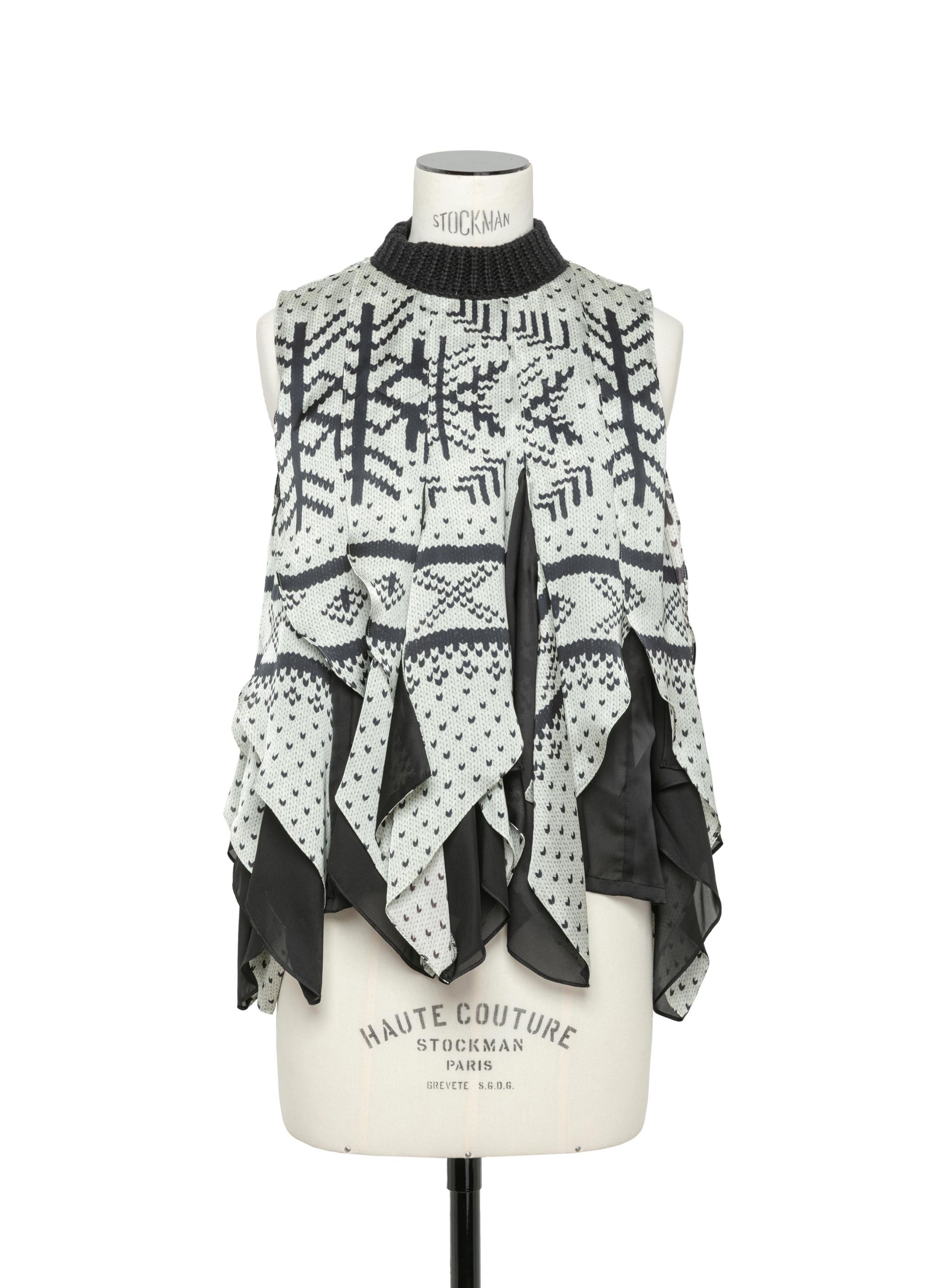 Pattern Knit Print Pullover - 1