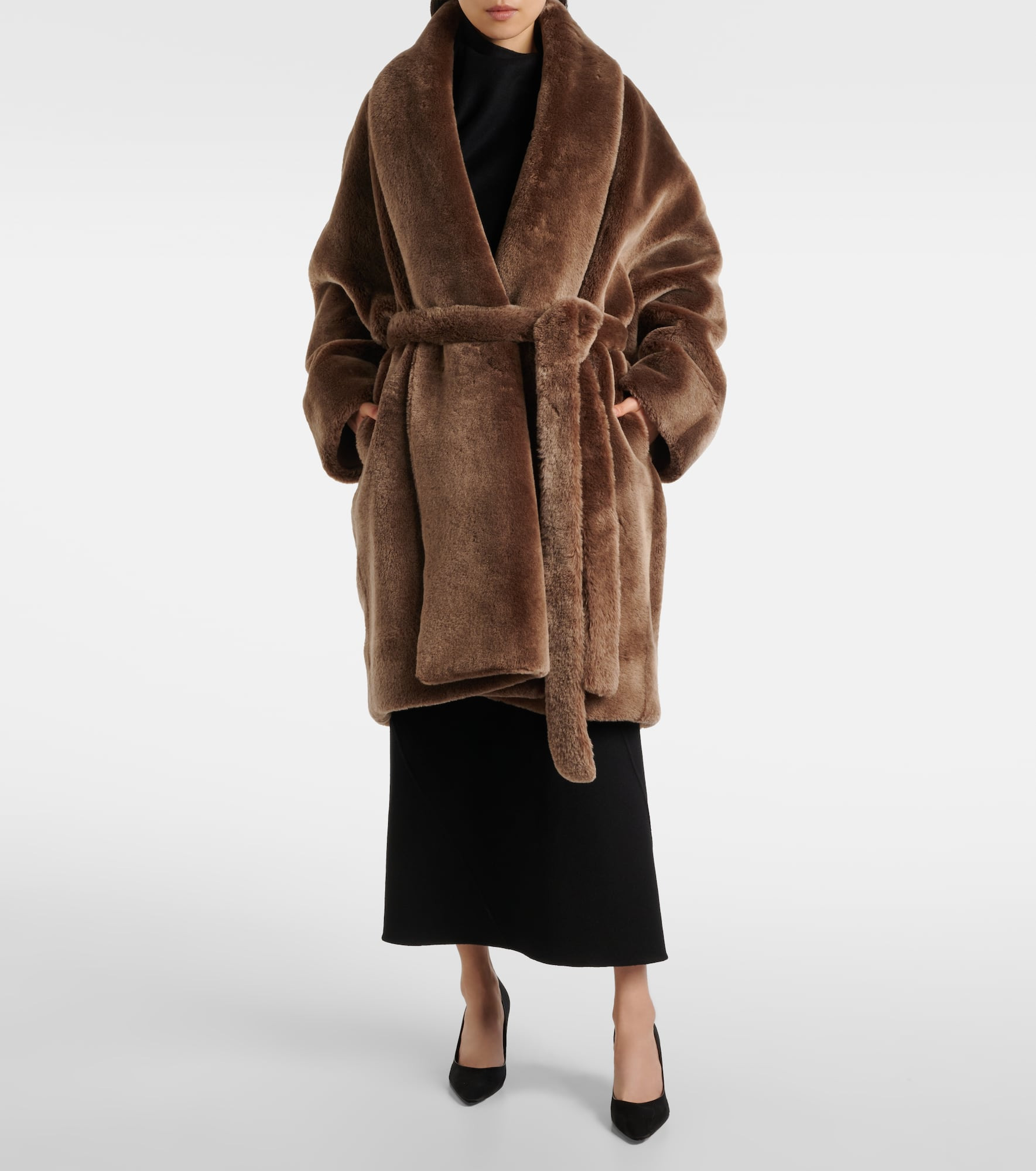 Lucja shearling wrap coat - 2