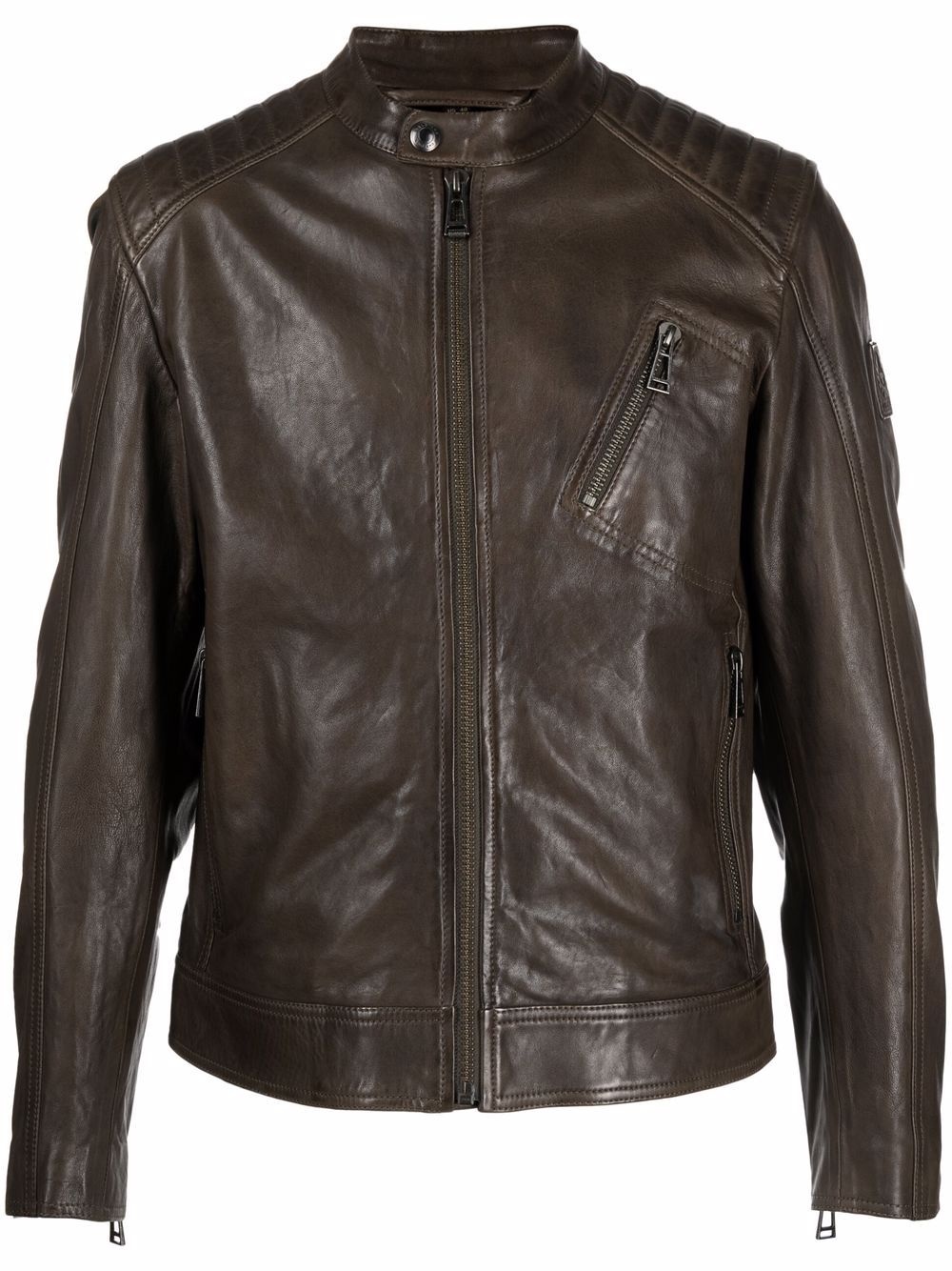 zipped-up leather jacket - 1