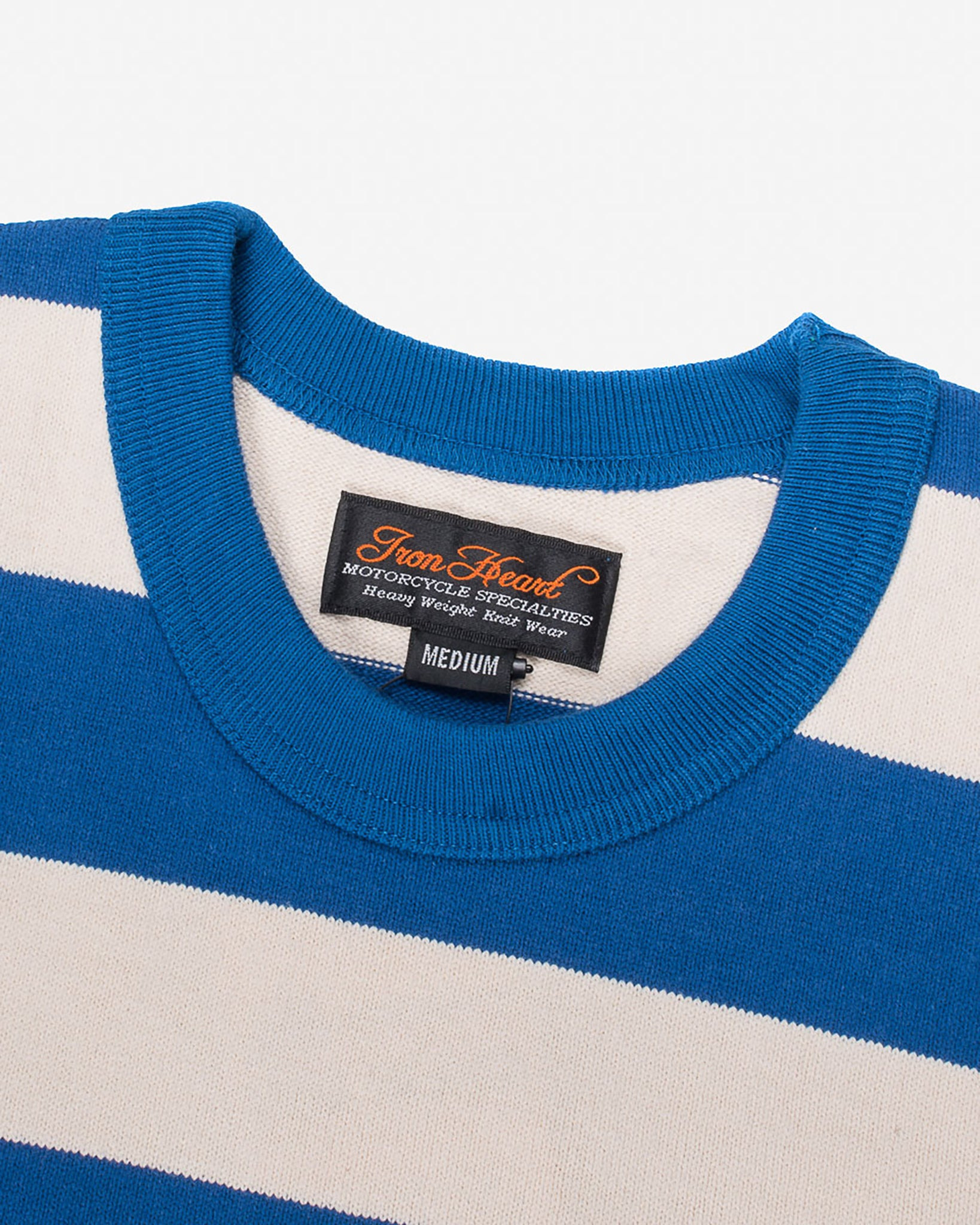 IHTB-01-BLU-WHT 11oz  Knitted Cotton Long-Sleeved Sweater - Blue/White - 5