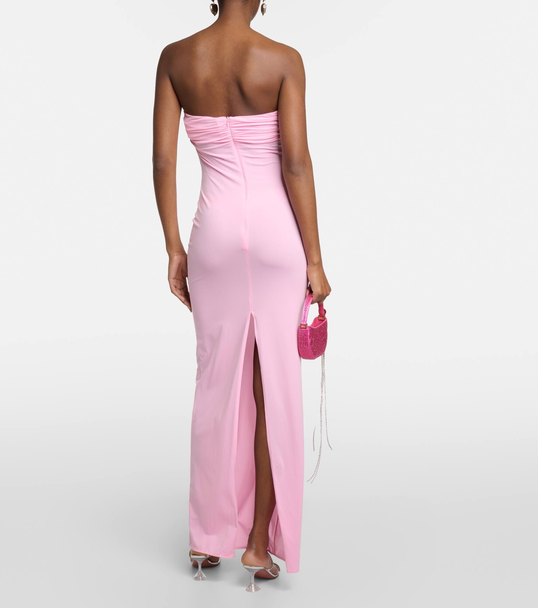 Floral-appliqué strapless maxi dress - 3