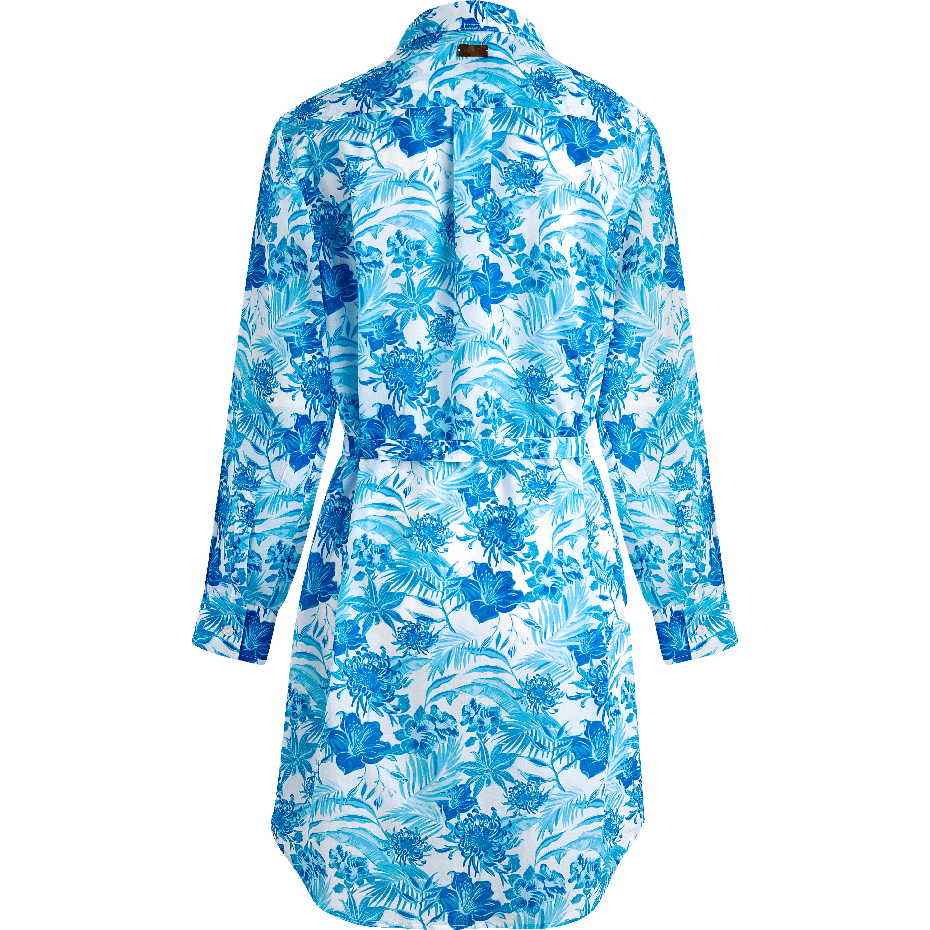 Women Cotton Voile Shirt Dress Tahiti Flowers - 2