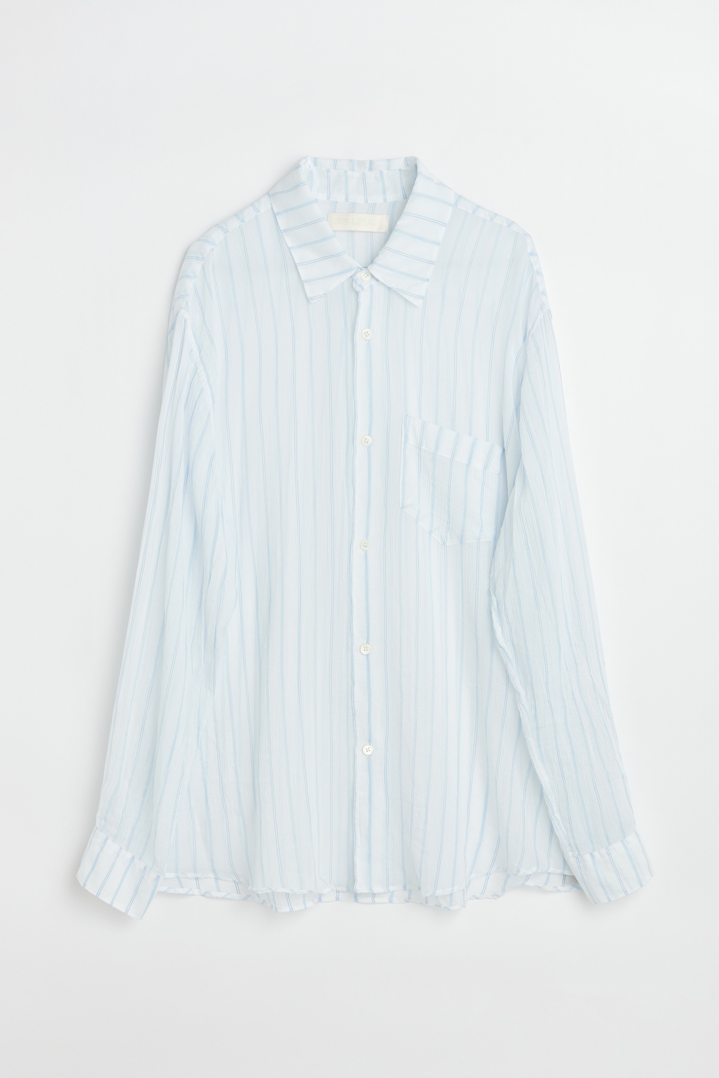 Initial Shirt White Rayon Plait Stripe - 8
