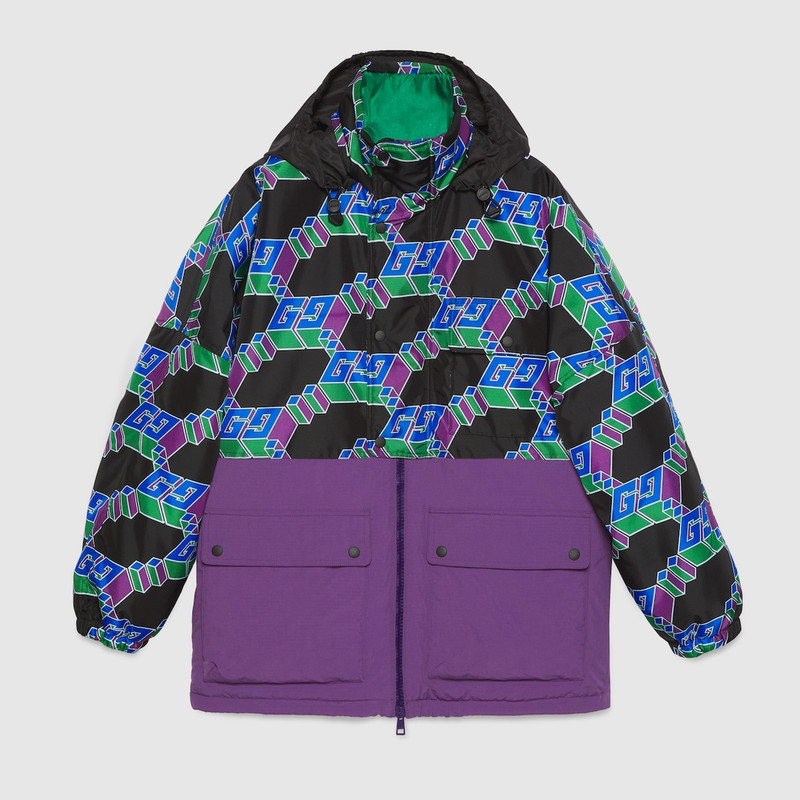 Square GG nylon canvas coat 5