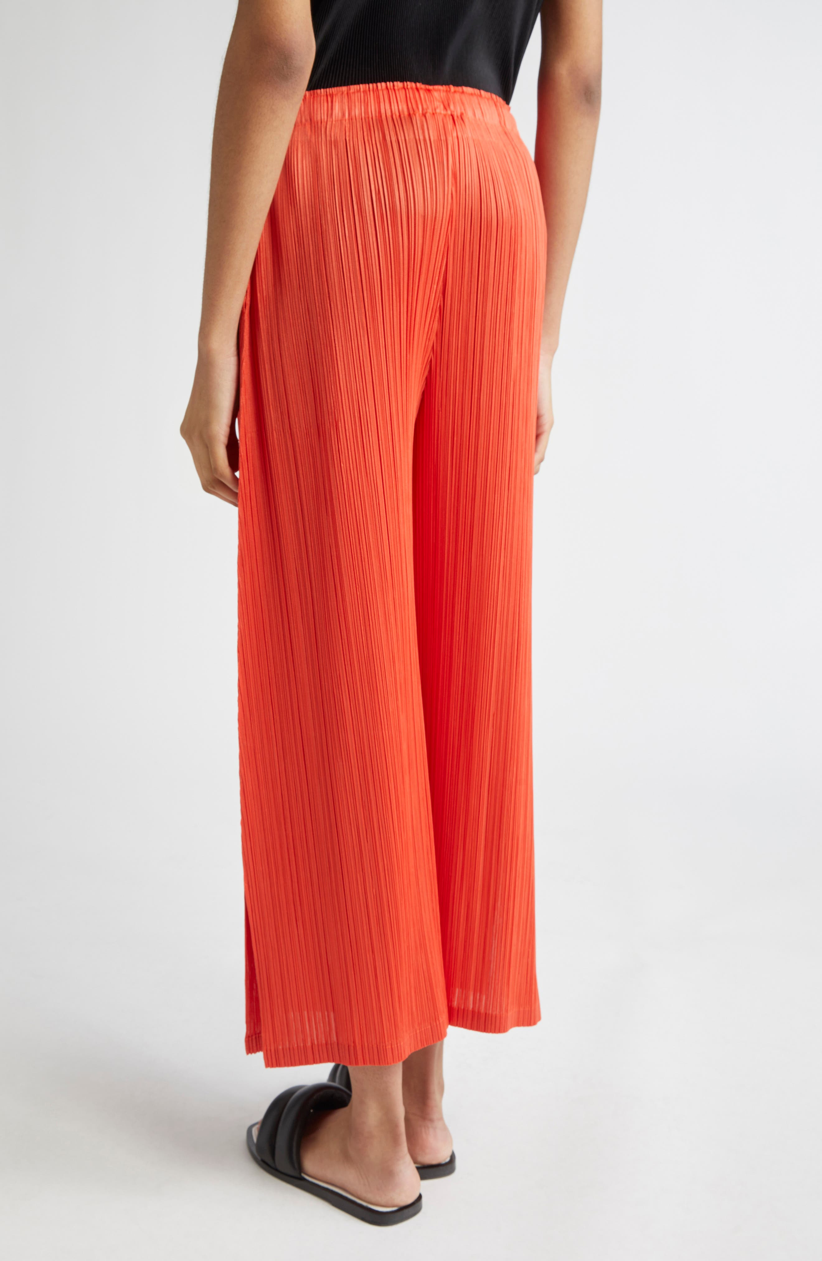 Pleats Please Issey Miyake Monthly Colors February Pleated Crop Wide Leg Pants in Red at Nordstrom - 3