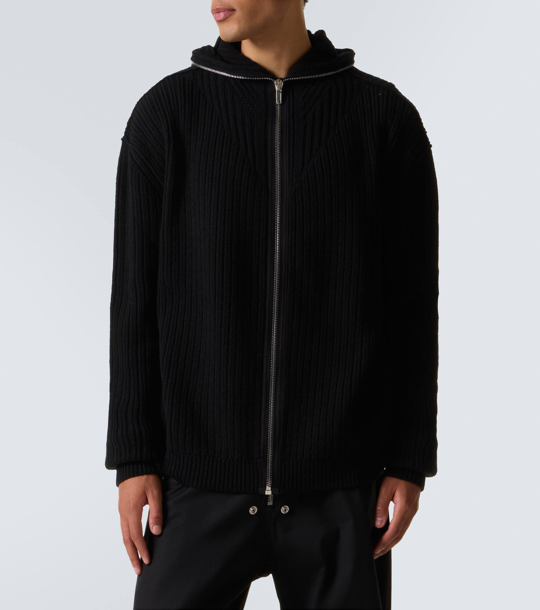 Ribbed-knit virgin wool zip-up sweater - 3
