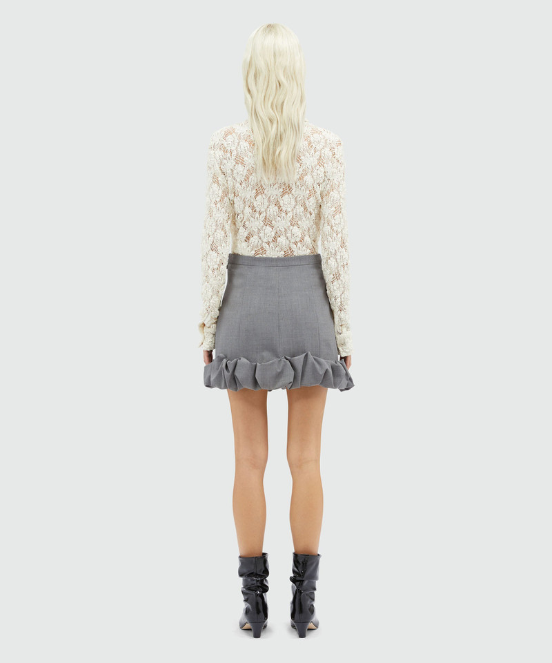Grey melange wool miniskirt with ruffles 3