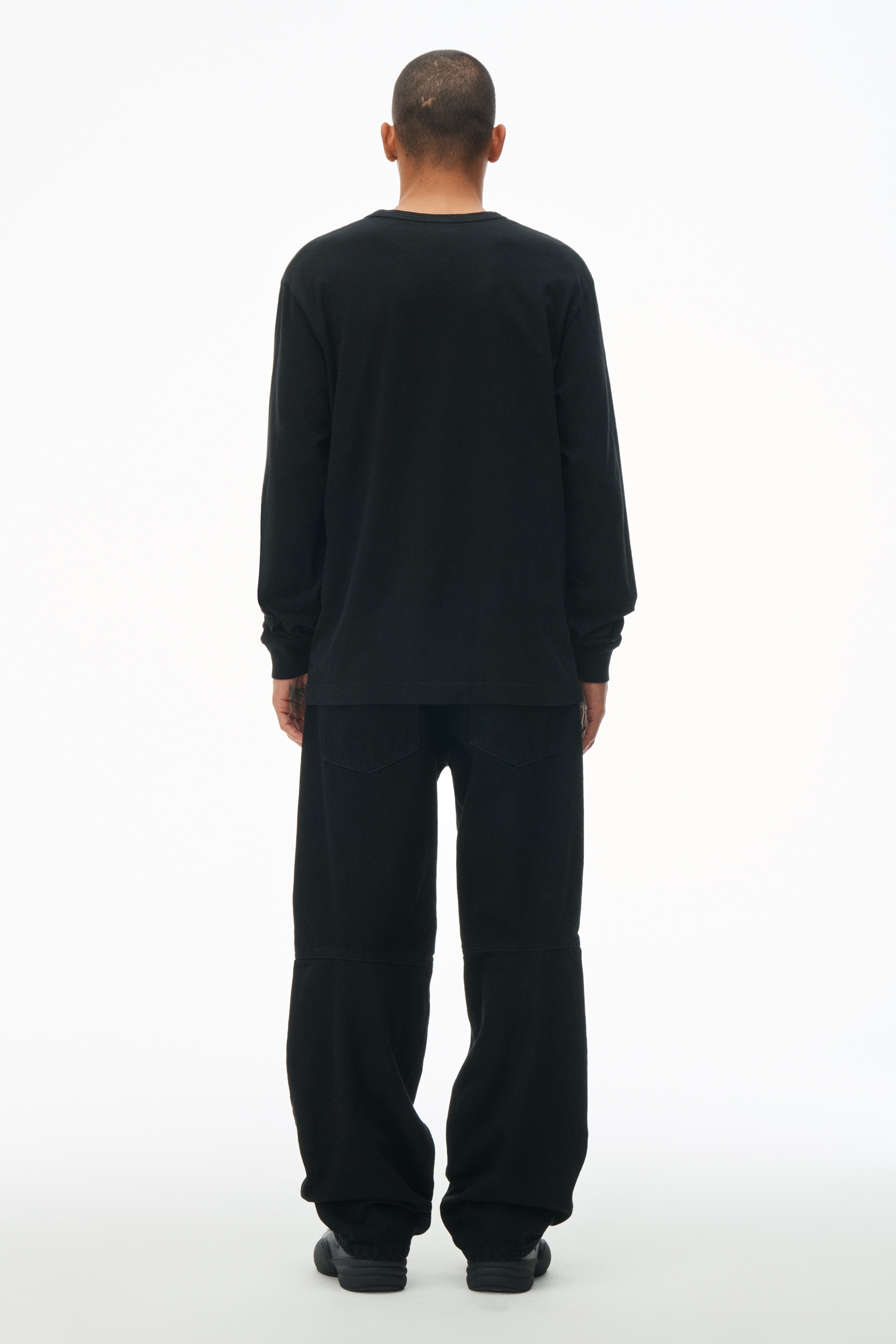 【Alexander Wang】LONG SLEEVE TEE IN HIGH TWIST JERSEY UNISEX LONG SLEEVE TEE IN HIGH TWIST JERSEY in BLACK
