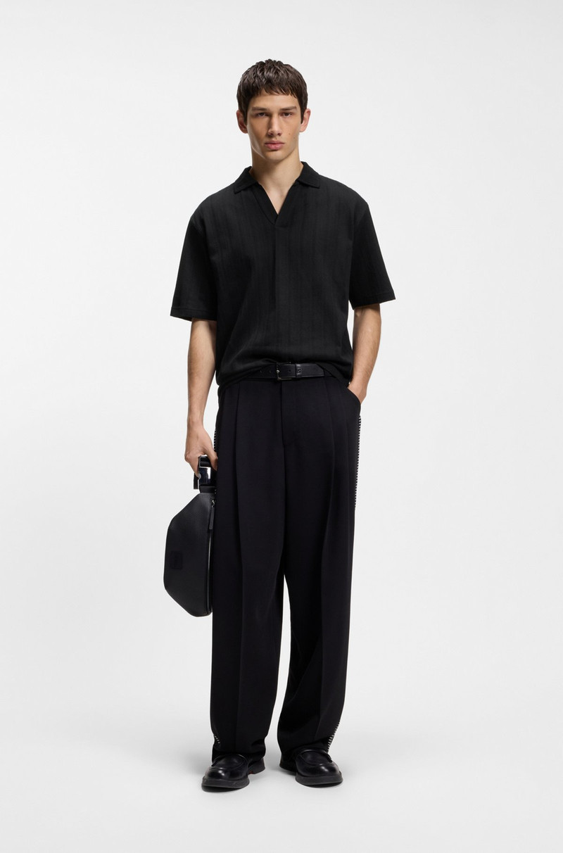 HUGO JACQUARD-STRIPE POLO SHIRT WITH JOHNNY COLLAR outlook