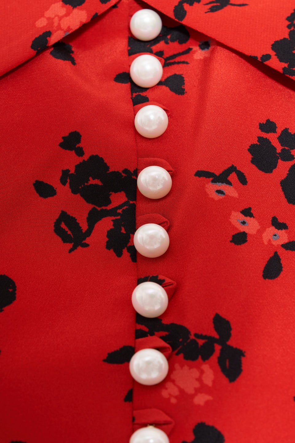 ROSE PRINT SILK DRESS WITH COLLAR AND BUTTONS - 3