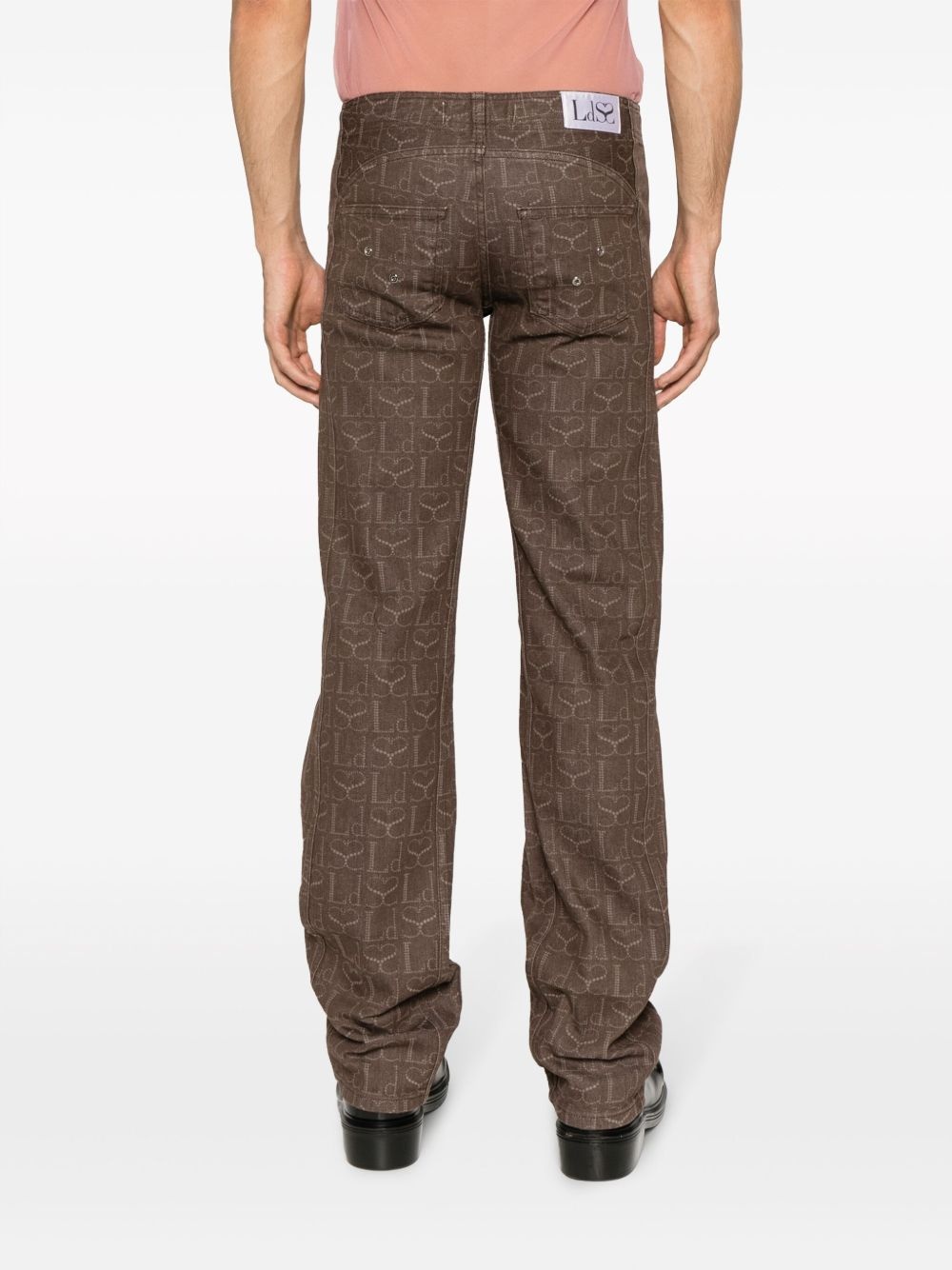 monogram-print denim cargo pants - 4