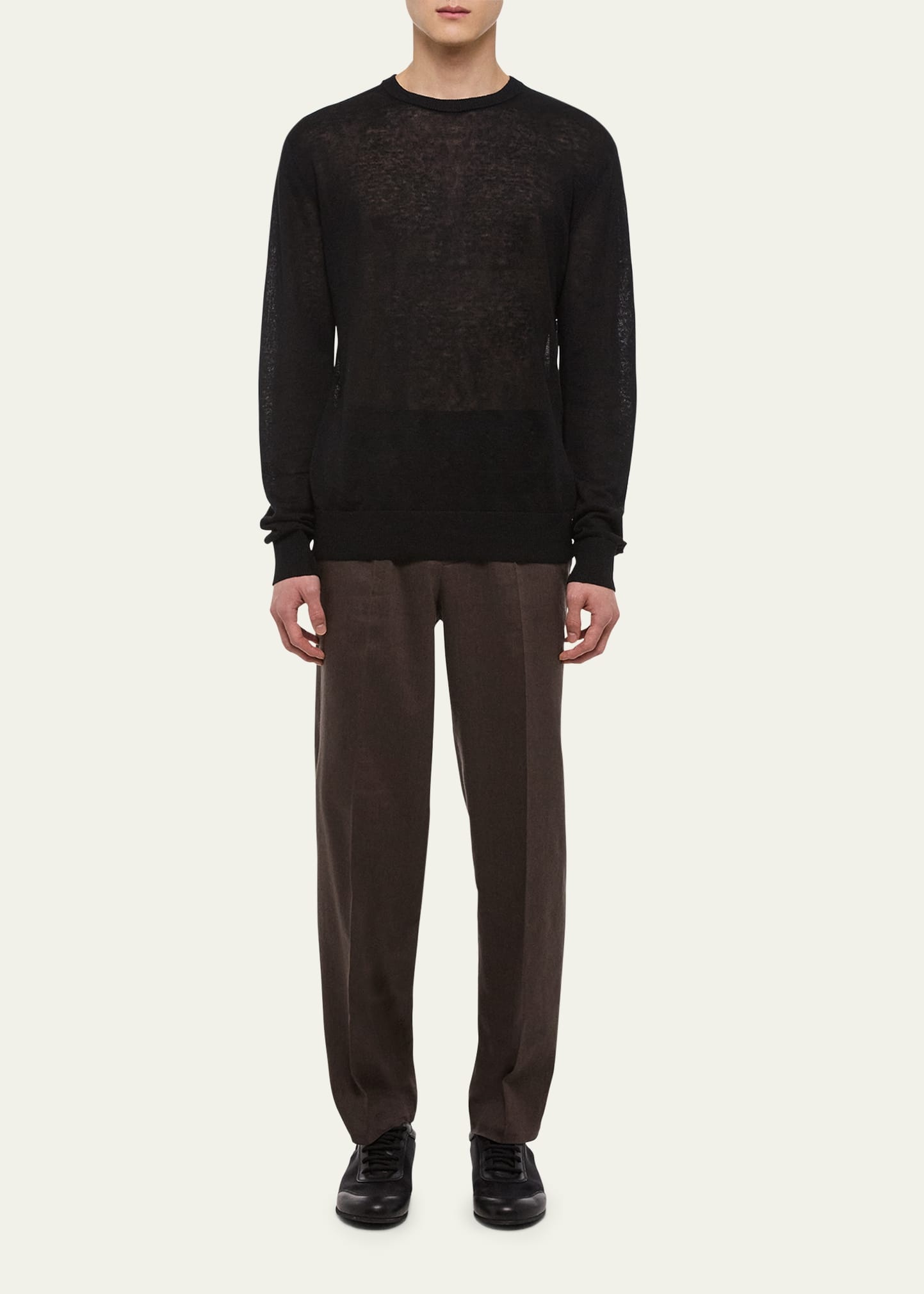 Men's Linen Logo Long-Sleeve Top - 2