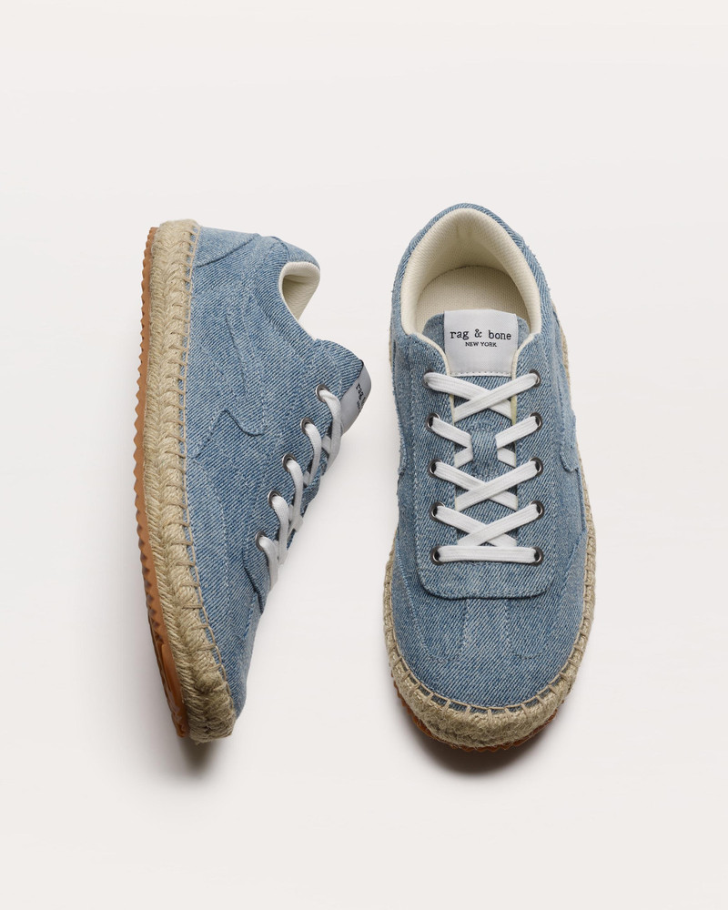 Retro Espadrille Sneakers Light-Wash Denim 5