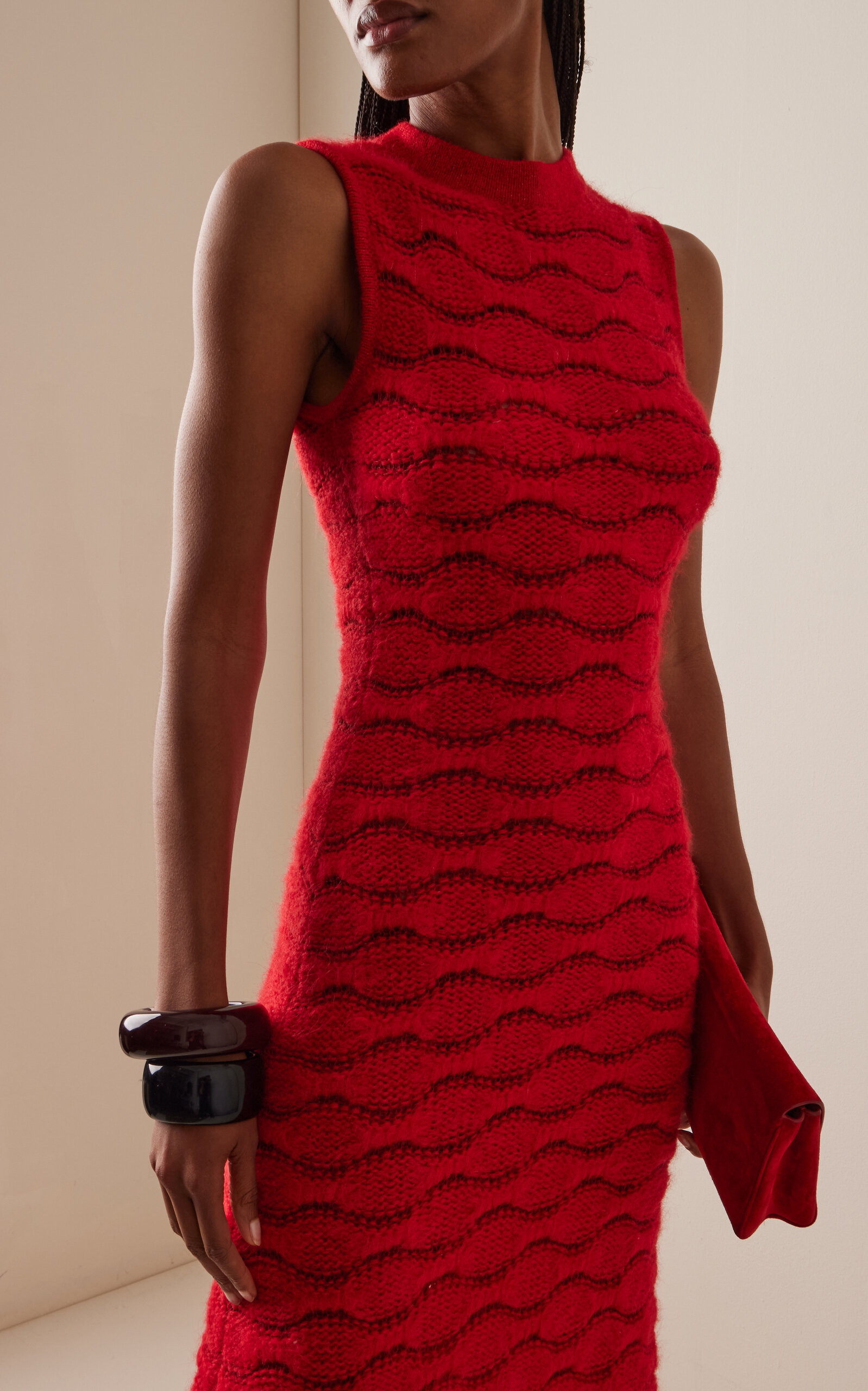 Cona Alpaca-Cotton Maxi Dress red - 3