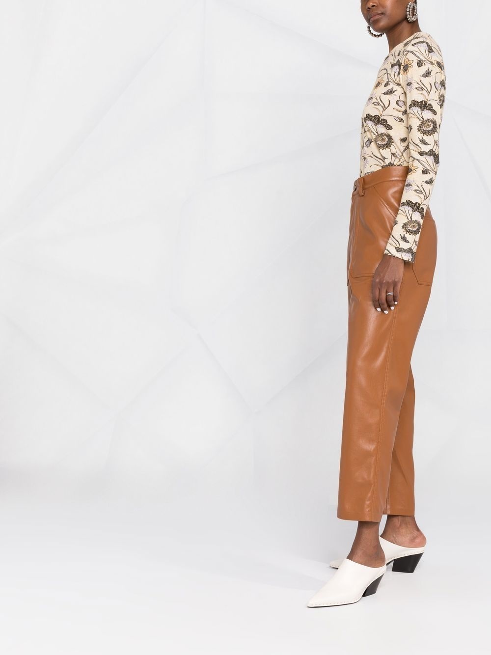 faux-leather straight-leg trousers - 6