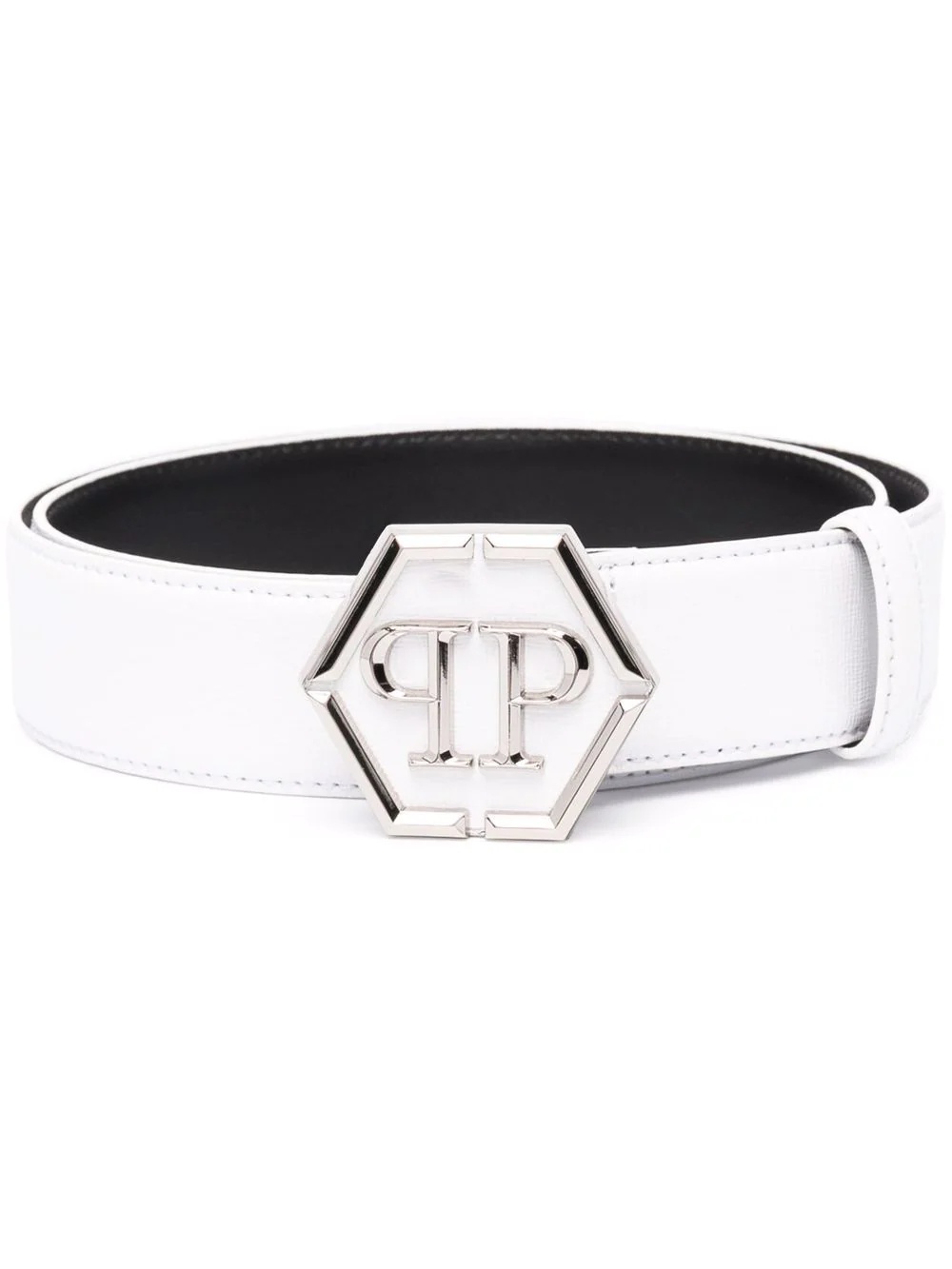 logo-plaque leather belt - 1