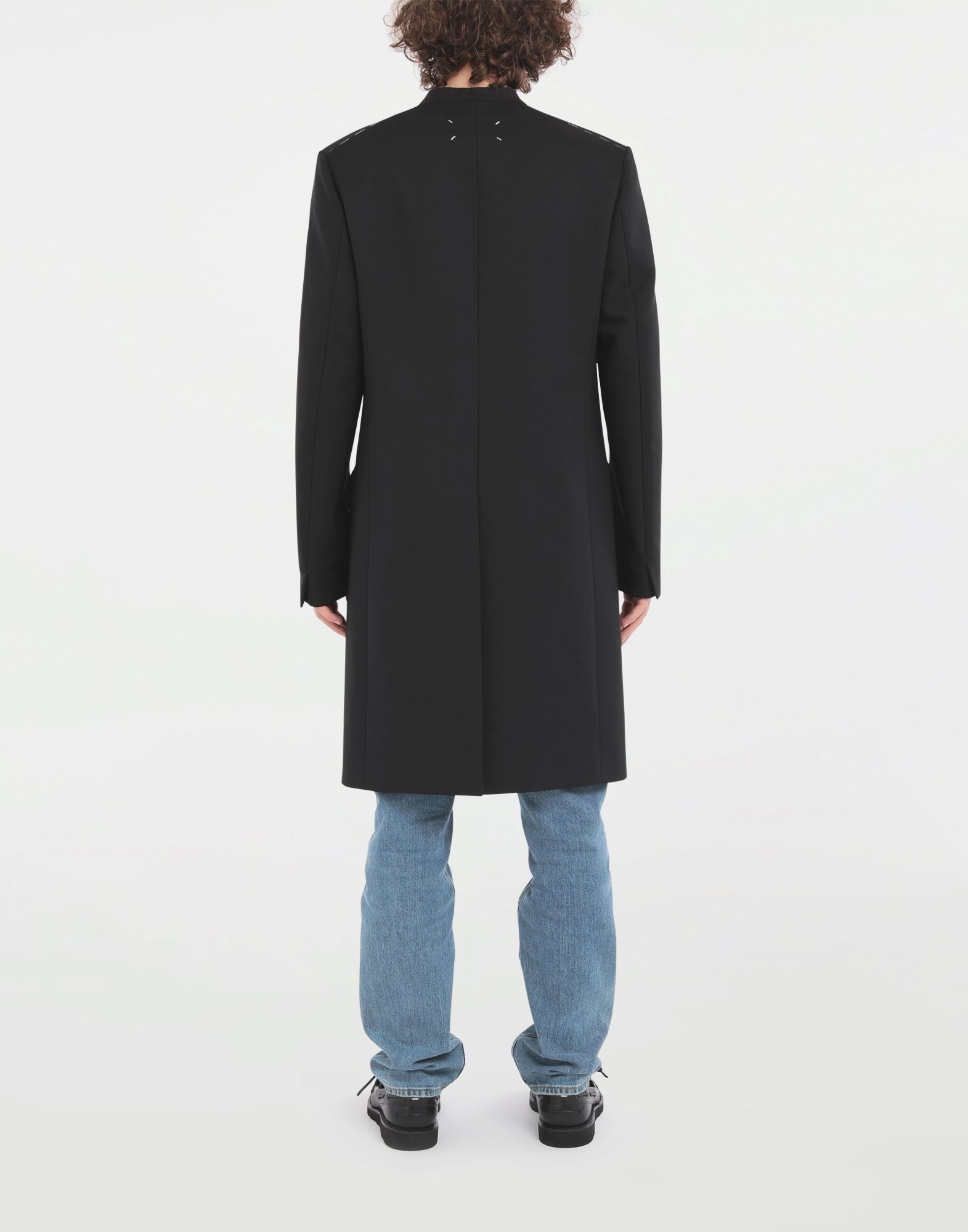 Collarless twill coat - 6