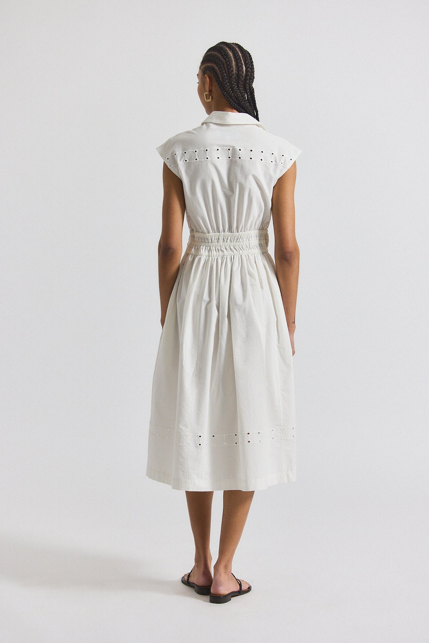 NIKITA POPLIN EMBROIDERED EYELET CINCH WAIST SHIRTDRESS - 5