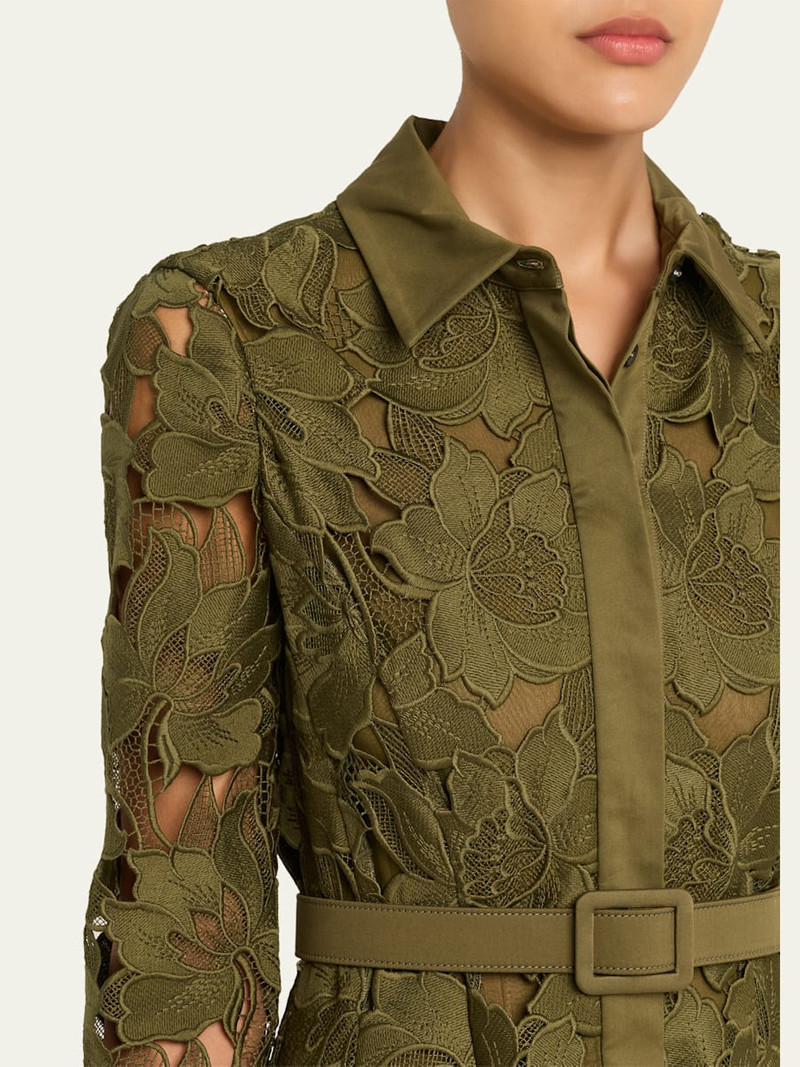 Oscar de la Renta Floral Embroidered Handkerchief Midi Dress outlook