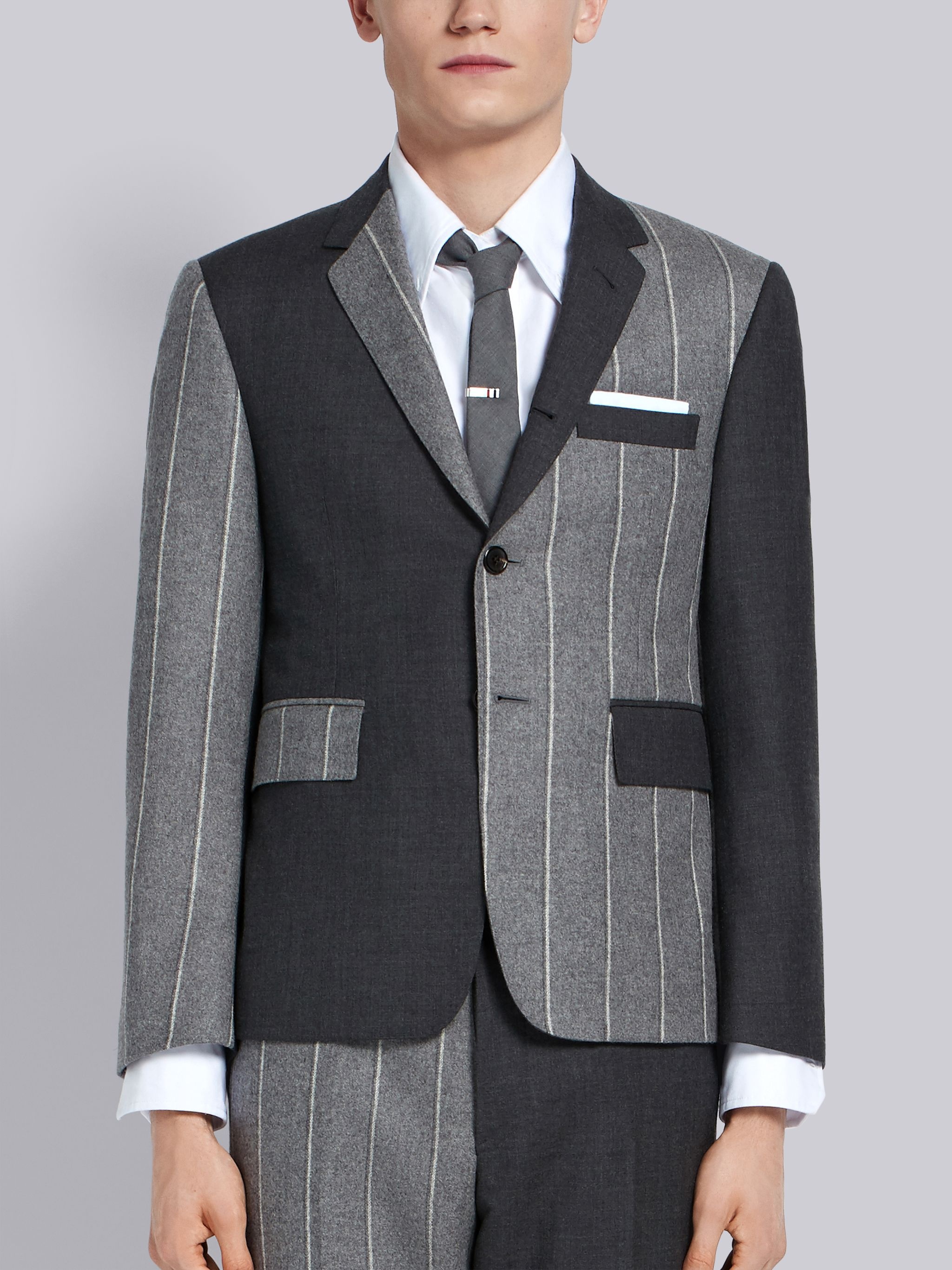 Medium Grey Super 120s Shadow Stripe Classic Suit - 3