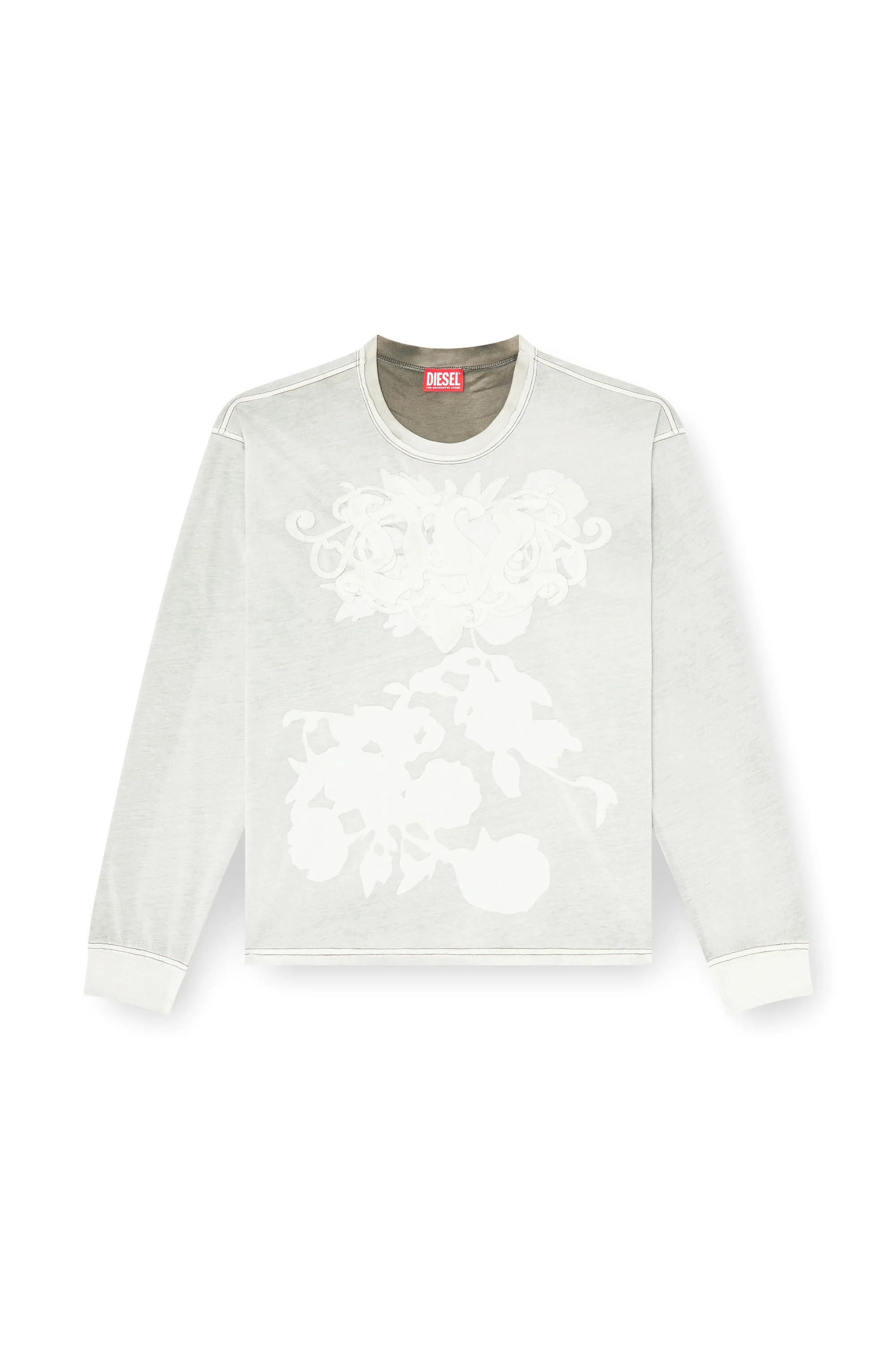 LONG-SLEEVE T-SHIRT WITH FLORAL PRINT AND LOGO PATCH - 1