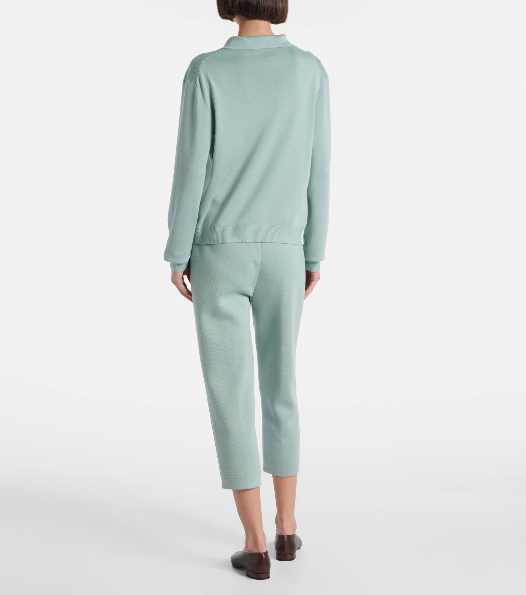 Silk and cotton polo sweater - 3