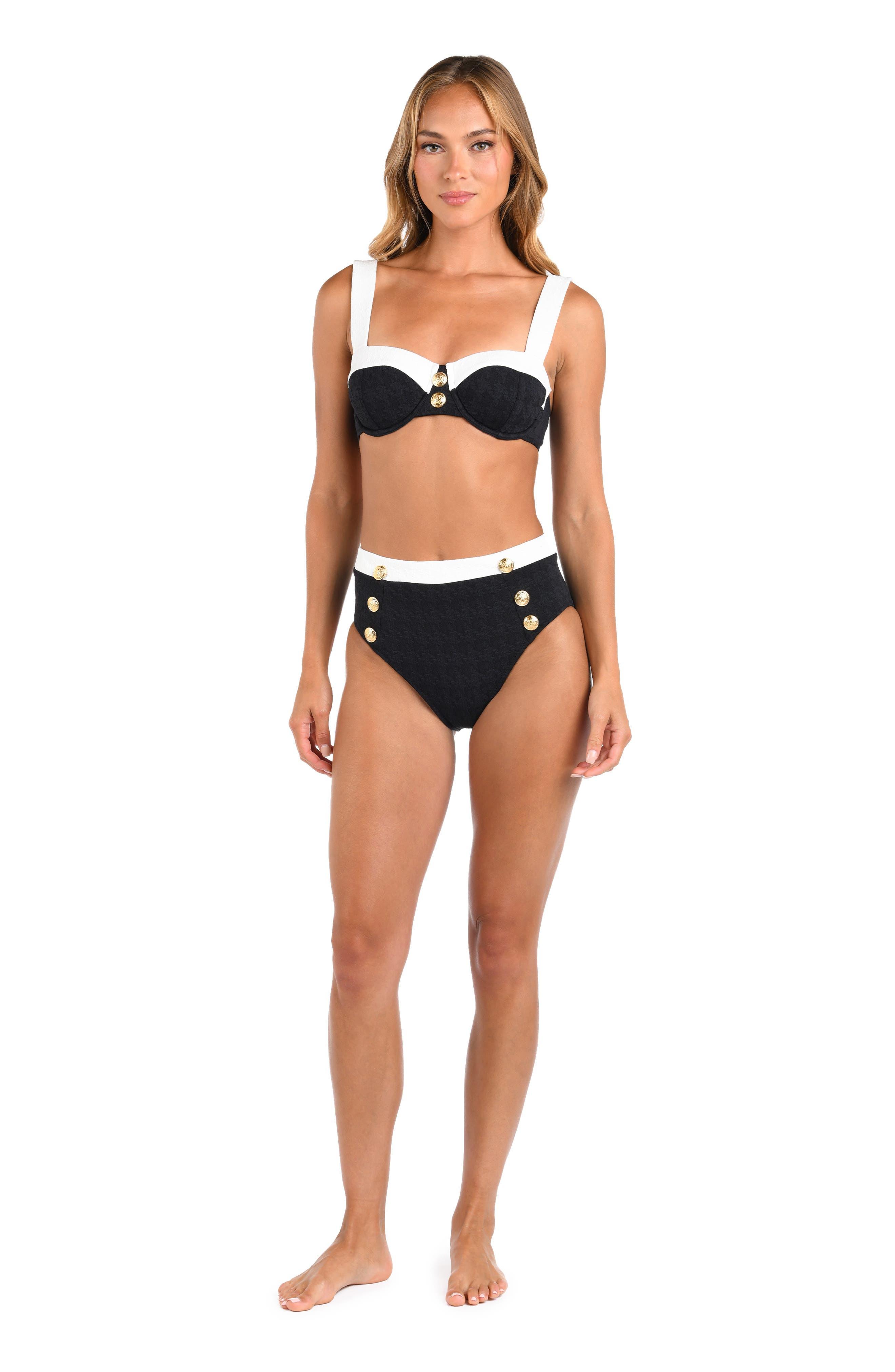L'AGENCE Vanessa Colorblock High Waist Bikini Bottoms in Black at Nordstrom - 4