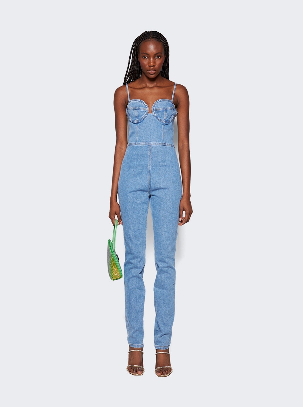 Denim Bustier Jumpsuit Blue - 2