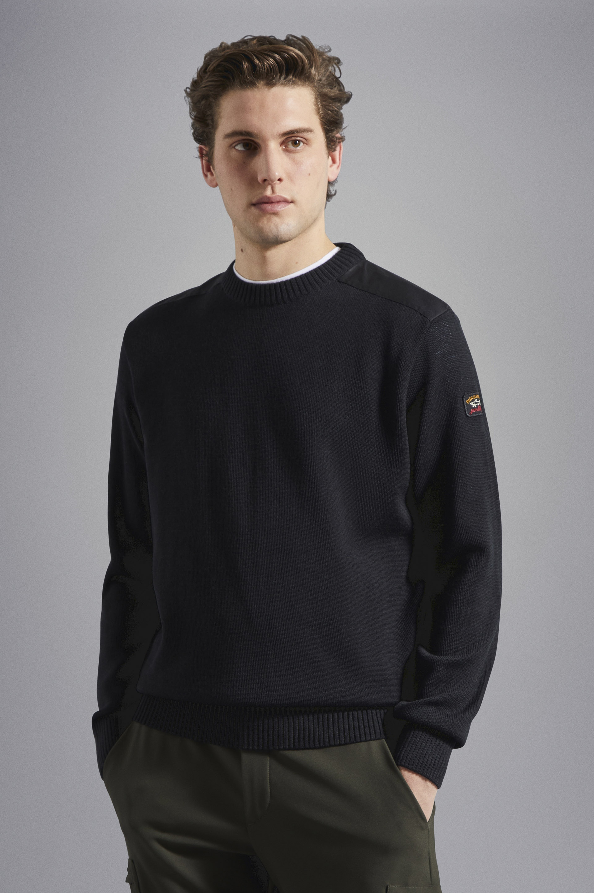 BRETAGNE WOOL CREW NECK WITH ICONIC BADGE - 6