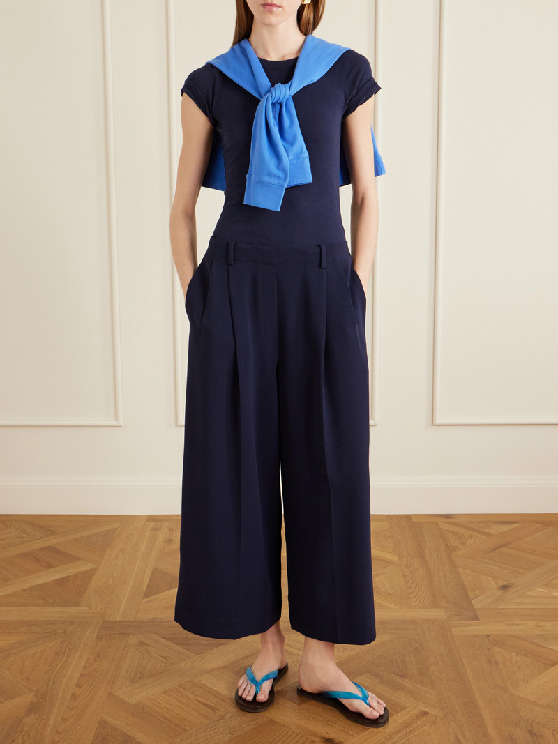 LESET Arielle Pleated Cropped Cady Wide-leg Pants outlook